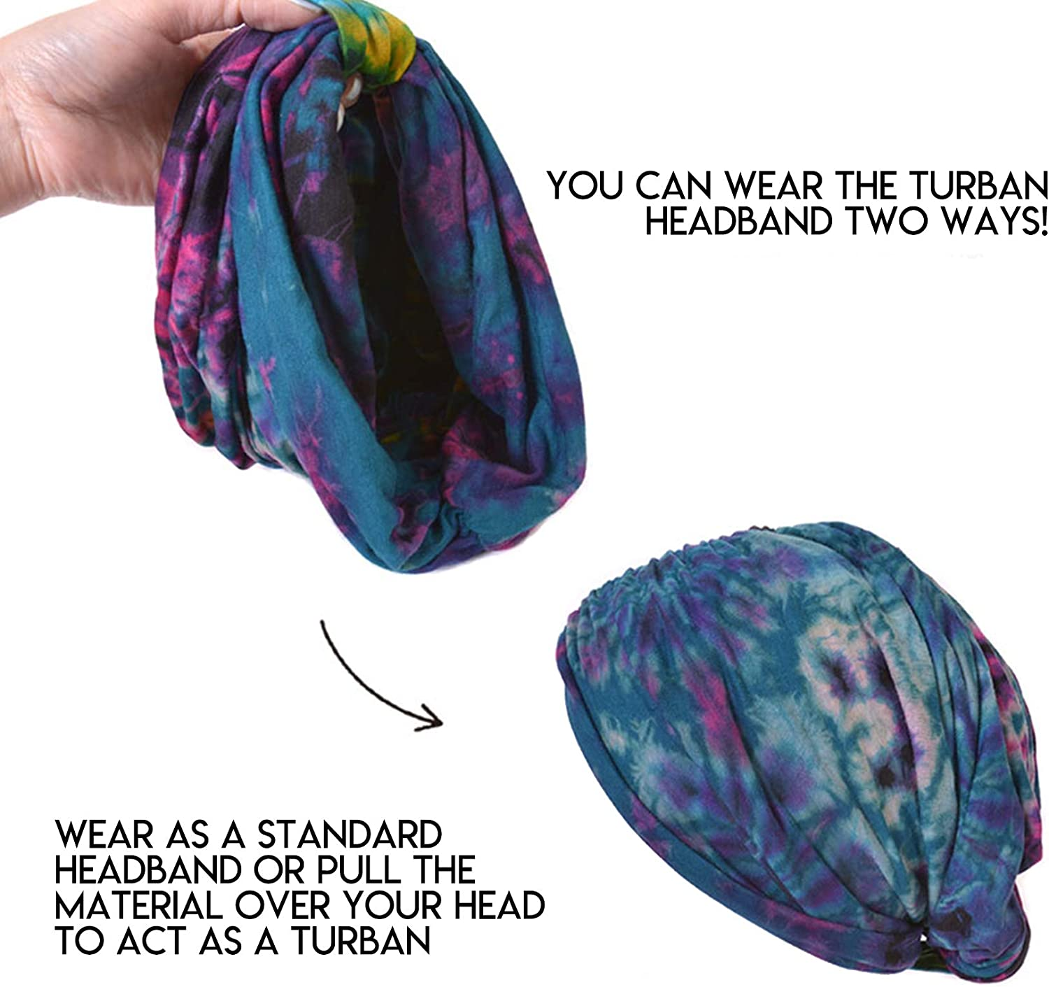 CHARM Hippie Turban Headwraps for Women - Boho Headbands for Summer Wrap Knot... - Picture 7 of 13