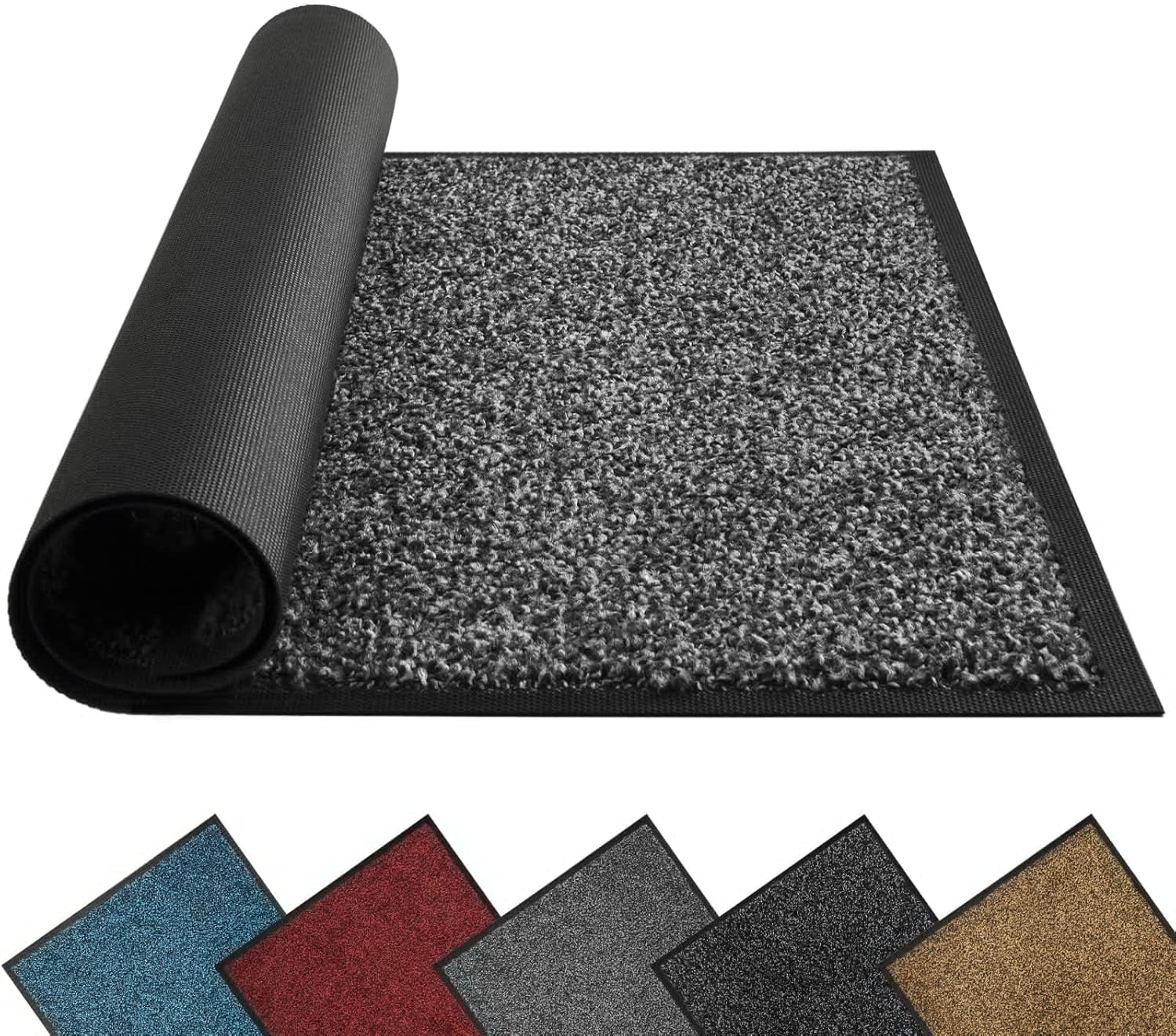 Front Door Welcome Mat 30x18in Non-Slip Waterproof Indoor Outdoor Entry Rug Grey