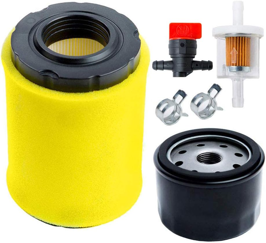 796031 Air Filter with Tune up Kit, Compatible with Briggs and Stratton 591334 492932 696854, John Deere D100 D110 D125 D130, Husqvarna YTH22V46, Lawn Mower Oil Filter