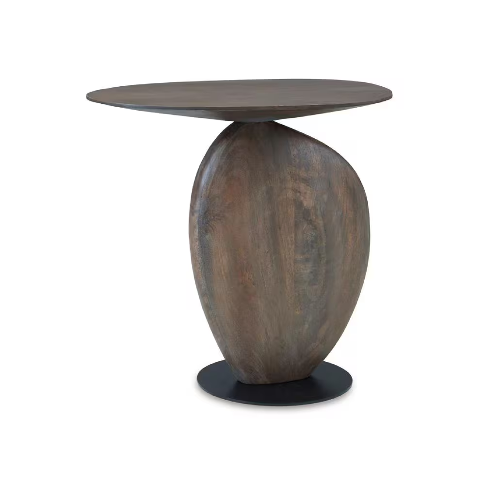 Cormmet 20 In. Brown Specialty Wood End Table with Pedestal