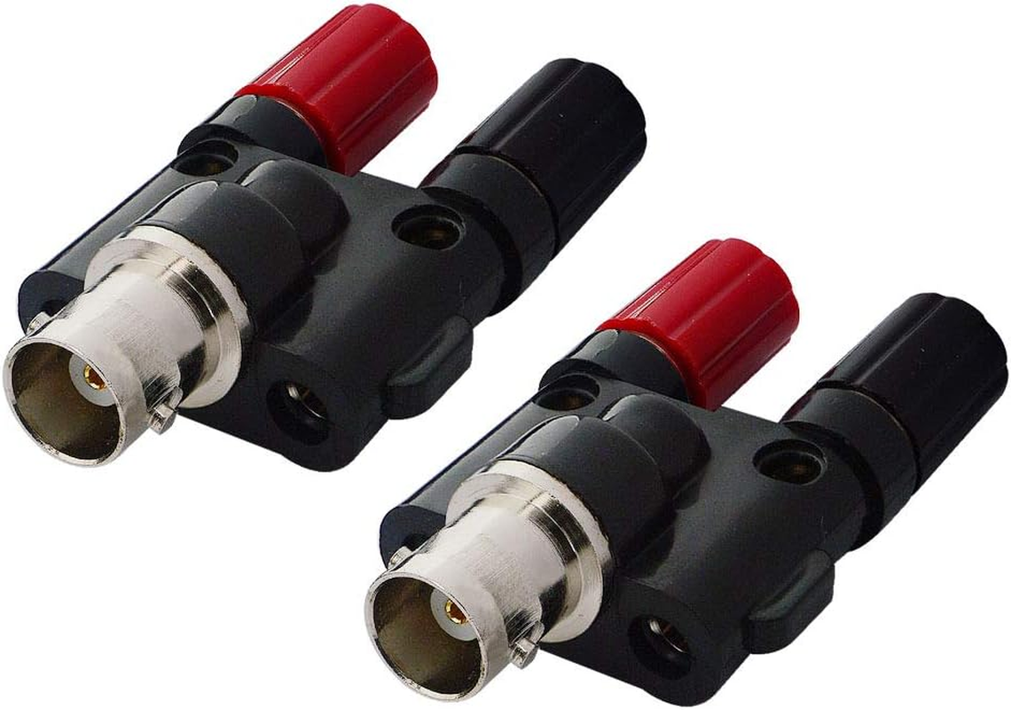 Onelinkmore BNC Female to Dual Banana Female Socket Binding Post RF Coax Splitter Adapter Connector for HF Radio Antennas Pack of 2