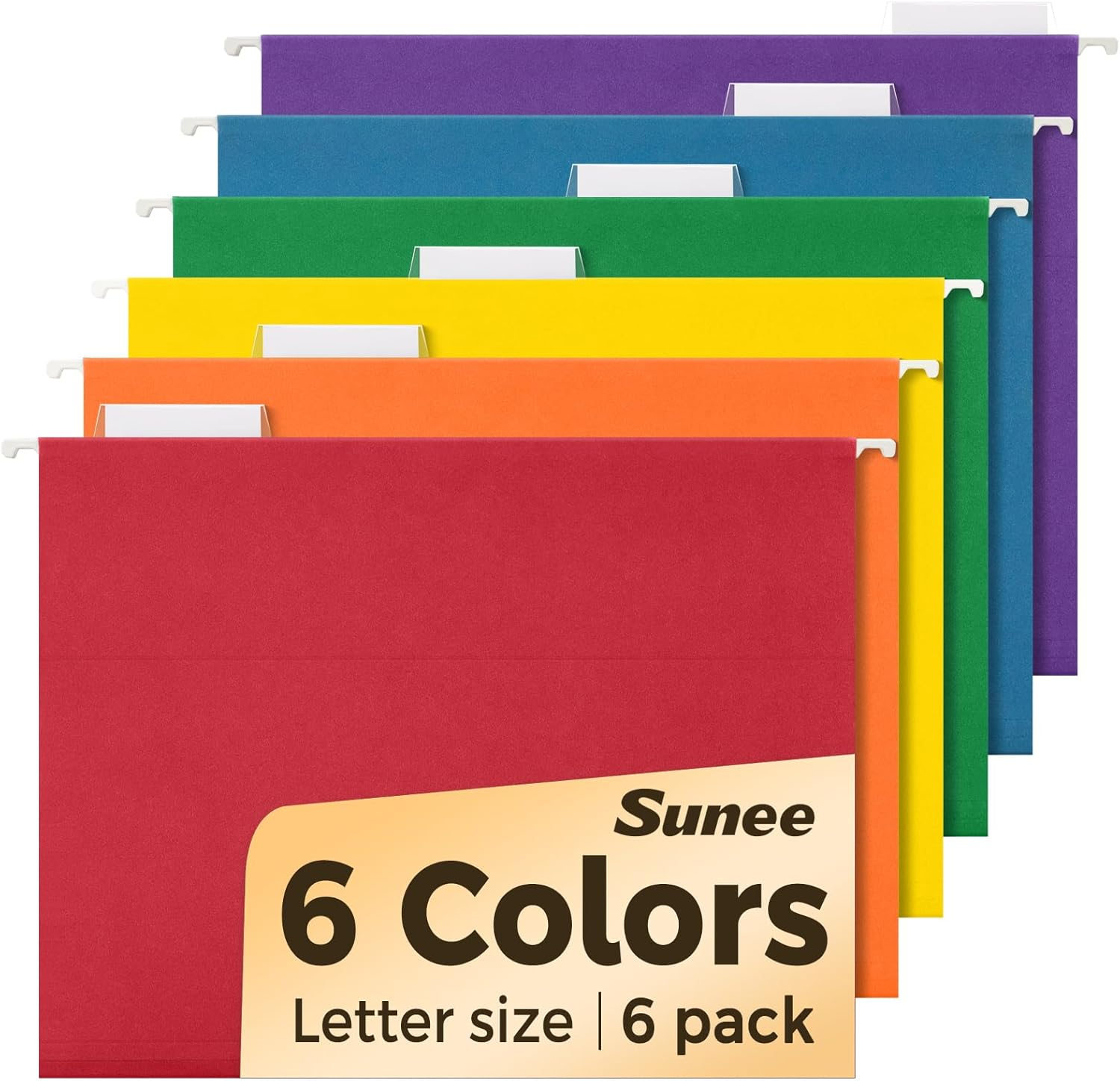 Hanging File Folders, 6 Pack Letter Size Hanging File Folders with 1/5-Cut Tabs, Ideal for Home and Office Organization and Papers Classification,Assorted Colors