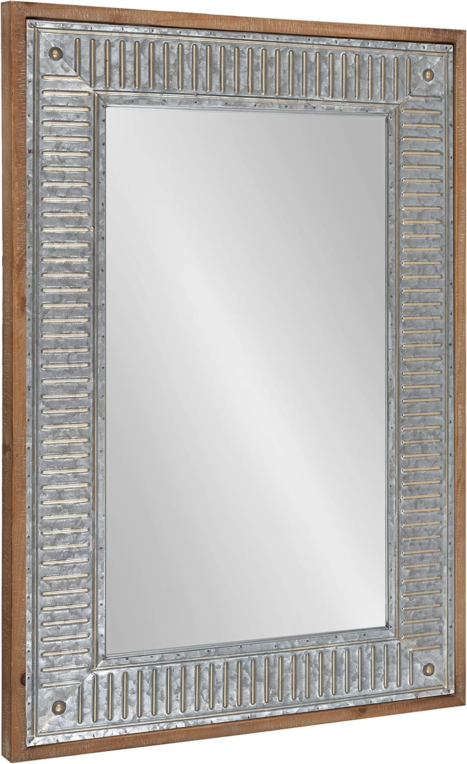 Deely Farmhouse Wall Mirror, 20 X 30, Rustic Brown and Silver, Rustic Wall Decor with Galvanized Metal Frame