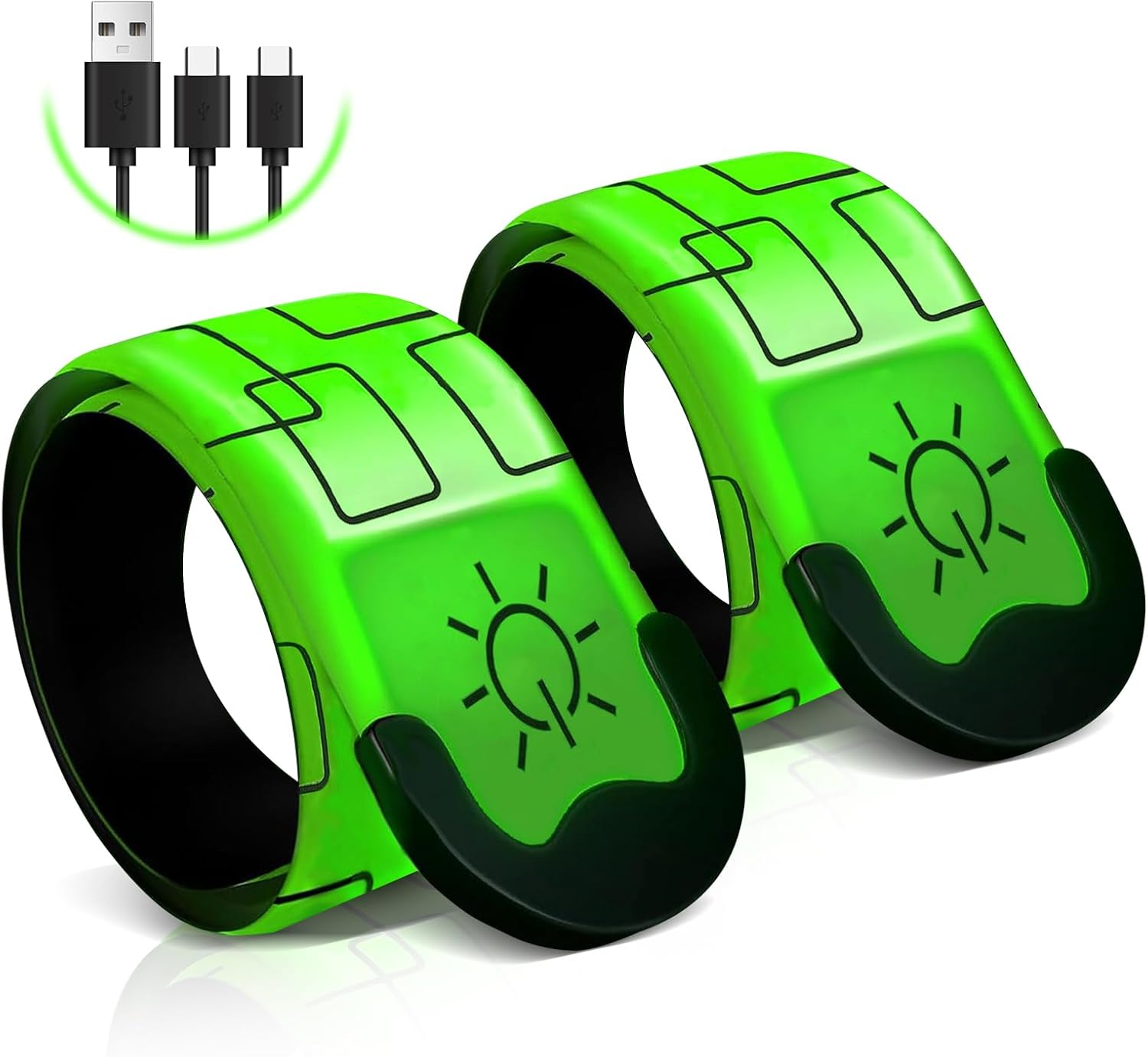 2 PCS LED Armband Rechargeable for Running Walking Cycling Jogging, 2025 Version Running Lights for Runners, High Visibility Night Walking Safety Gear, Premium Gifts for Runners Men Women