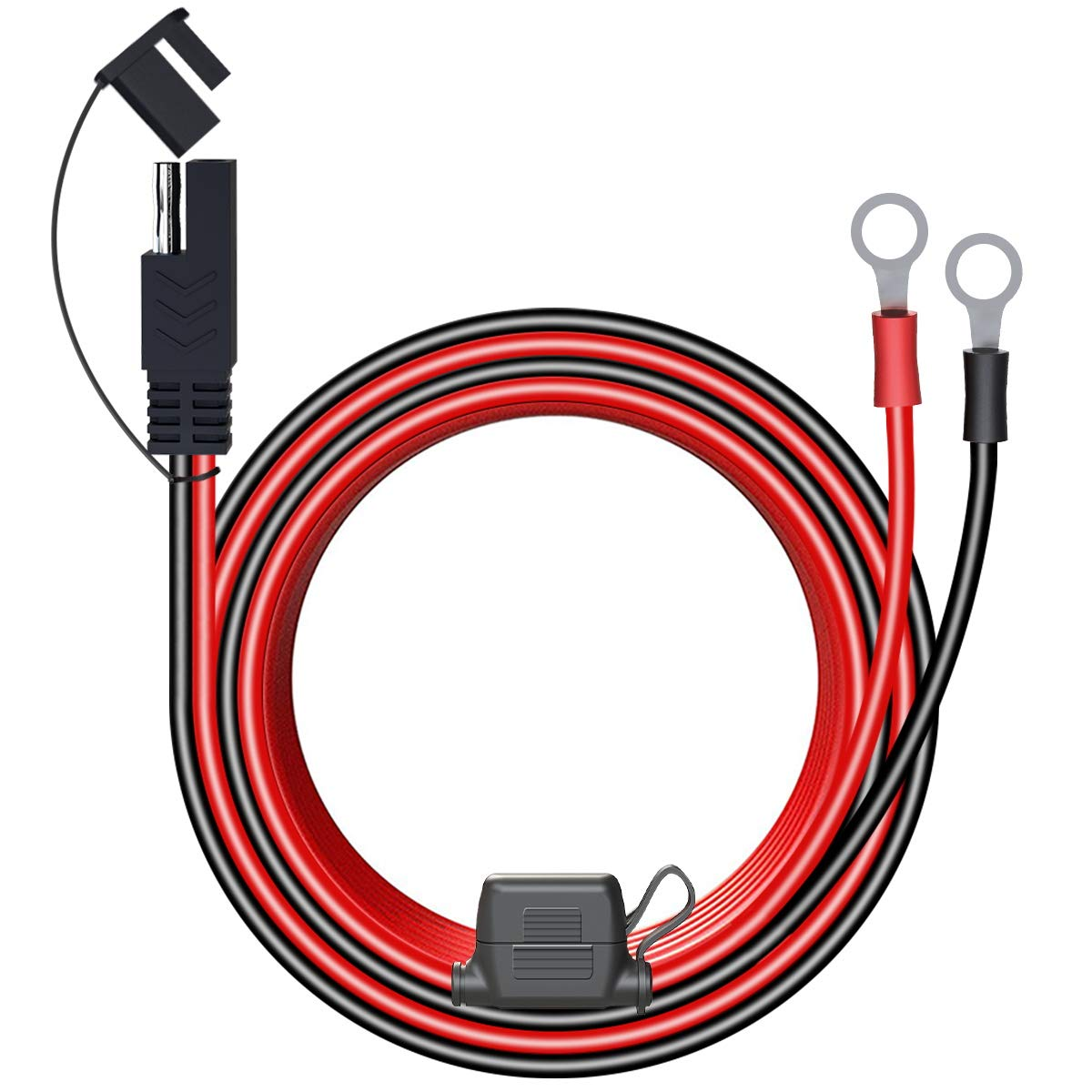 LEICESTERCN 6FT 12V Ring Terminal SAE to O Ring Connecters Extension Cord Cable