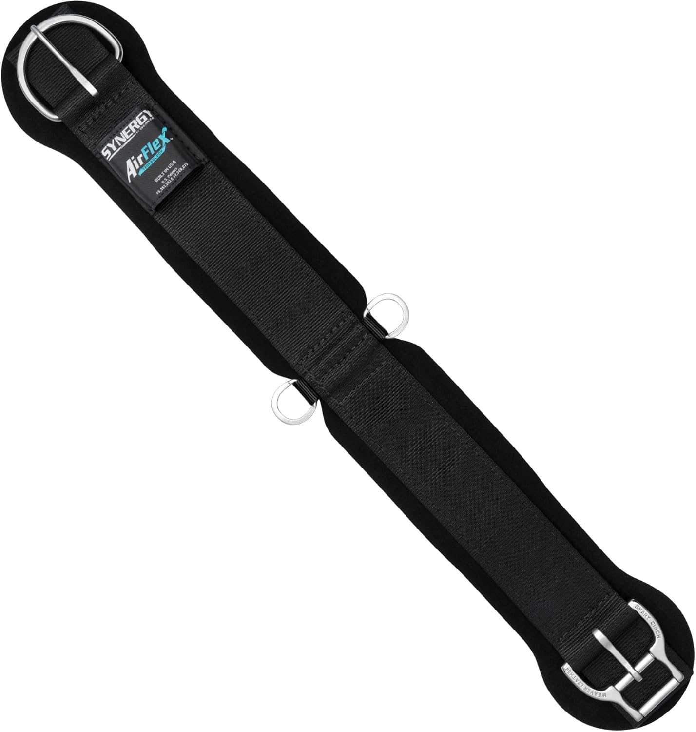 Airflex Roper Horse Cinch, Anti-Slip Nylon Webbing Saddle Cinch Girth with Smart Cinch Buckle, Western Horse Riding Supplies, Black