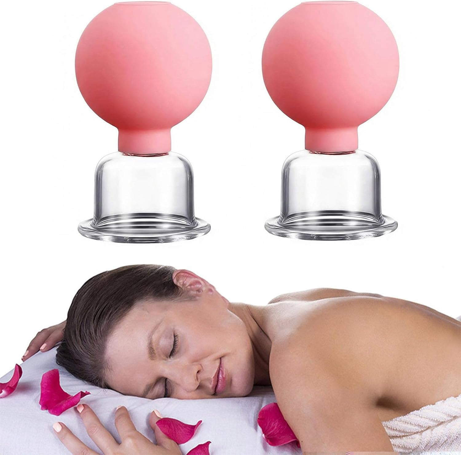 Cupping Kit for Massage Therapy,2 Pcs Suction Cups for Body,Cupping Therapy Sets Massage Back, Body Sculpt Cup,Glass Cupping Set Pain Relief, Gua Sha anti Aging Beauty Tool