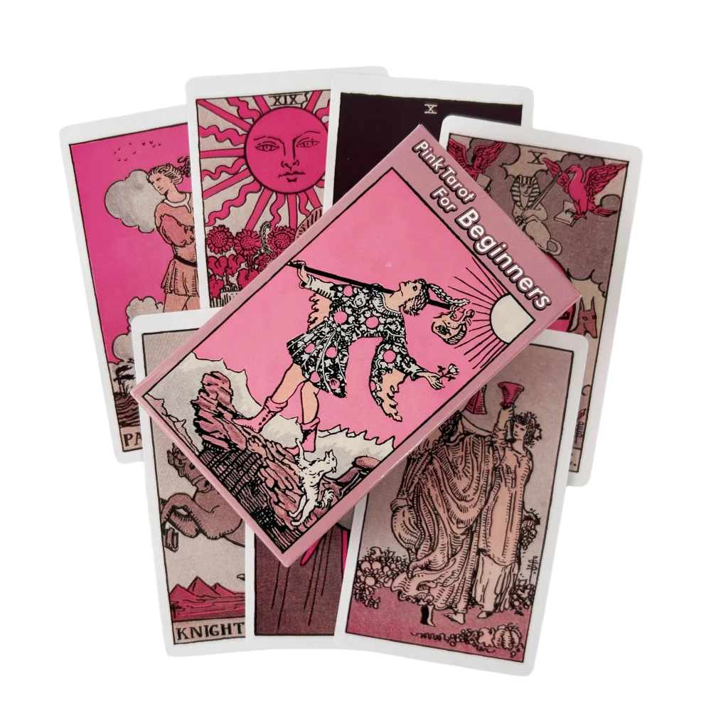 Pink Rider Tarot Cards Game Board Game for Beginners Divination Deck English Versions Edition Oracle Board Playing Table Game