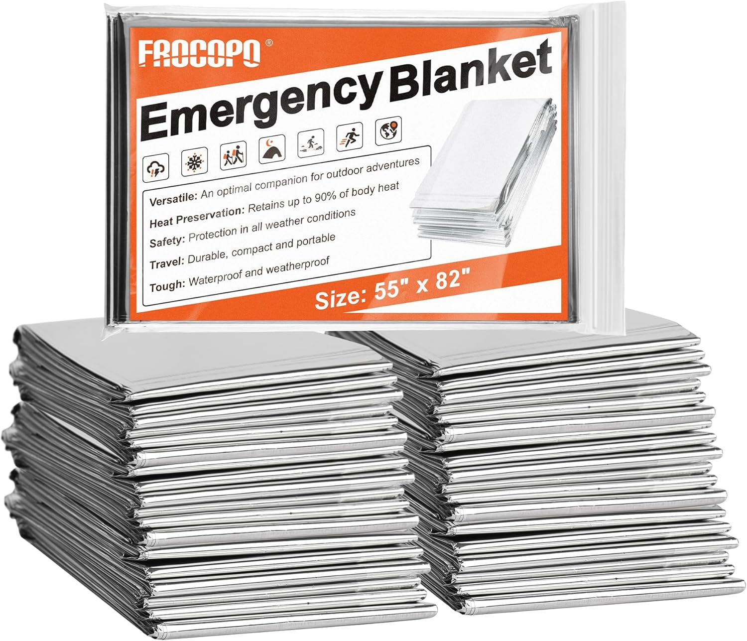 Cobijas de Emergencia Termicas de Milar Kit Reflectante Supervivencia 6 Pack