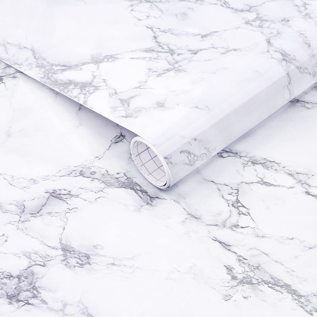 Marble Contact Paper Peel and Stick Wallpaper White Self Adhesive Vinyl Roll