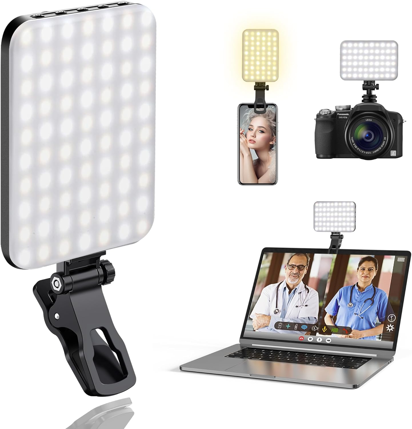 luz led portatil para selfies y videoconferencias recargables con 3 modos de luz