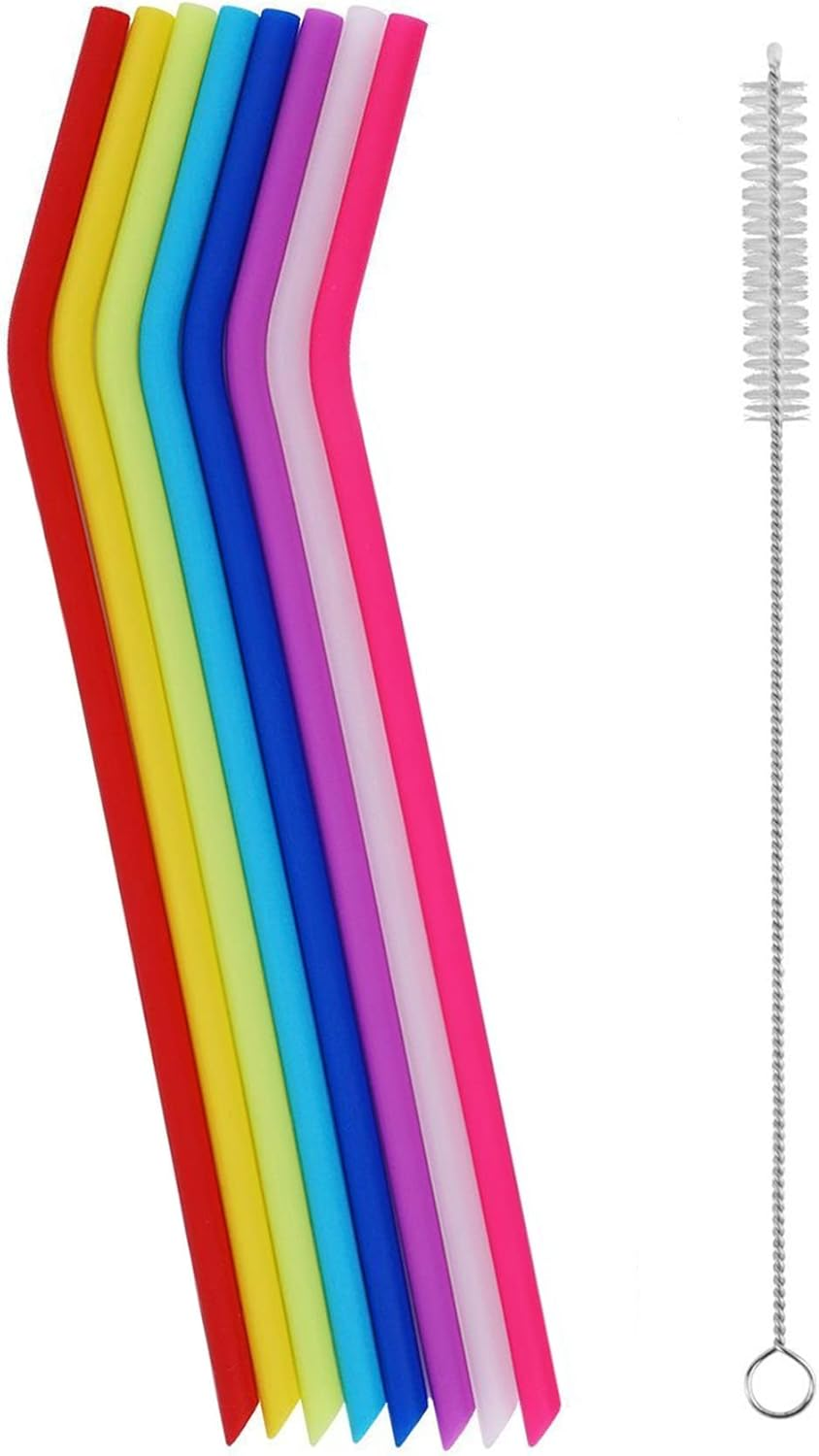 8 Pack - Reusable Regular Size Silicone Drinking Straws for 20Oz 30Oz Tumblers