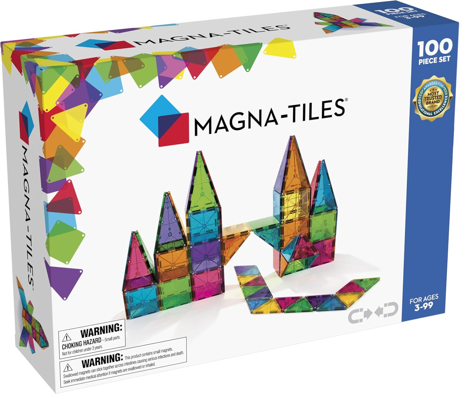MAGNA-TILES Classic 100-Piece Magnetic Construction Set, the ORIGINAL Magnetic Building Brand