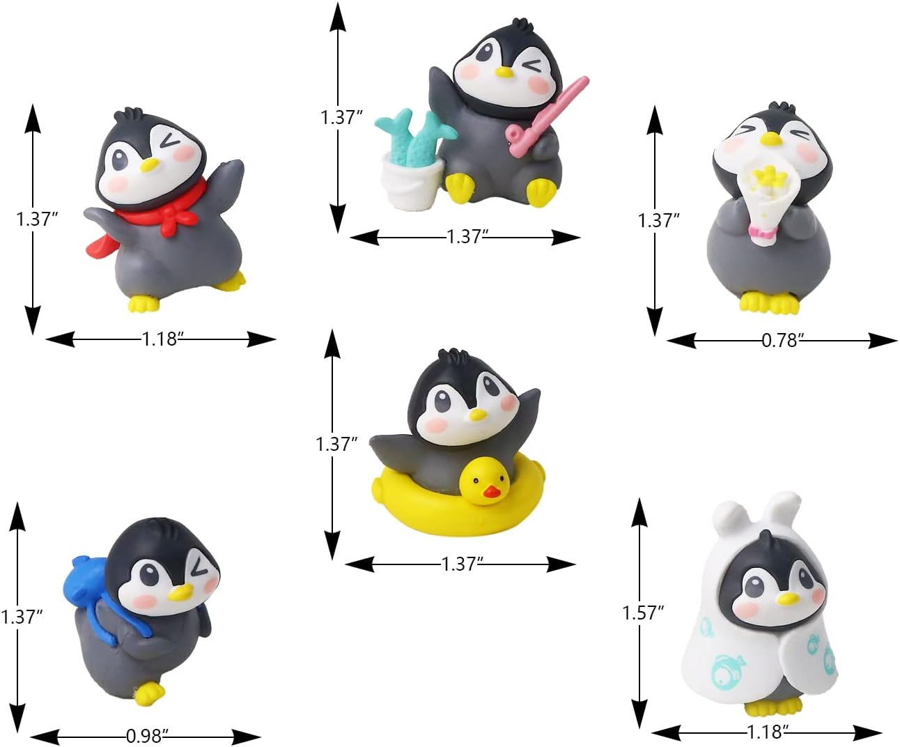 6Pack Mini Cute Penguin Figures Cake Toppers,Lovely Penguin Characters Toys M... - Picture 3 of 15