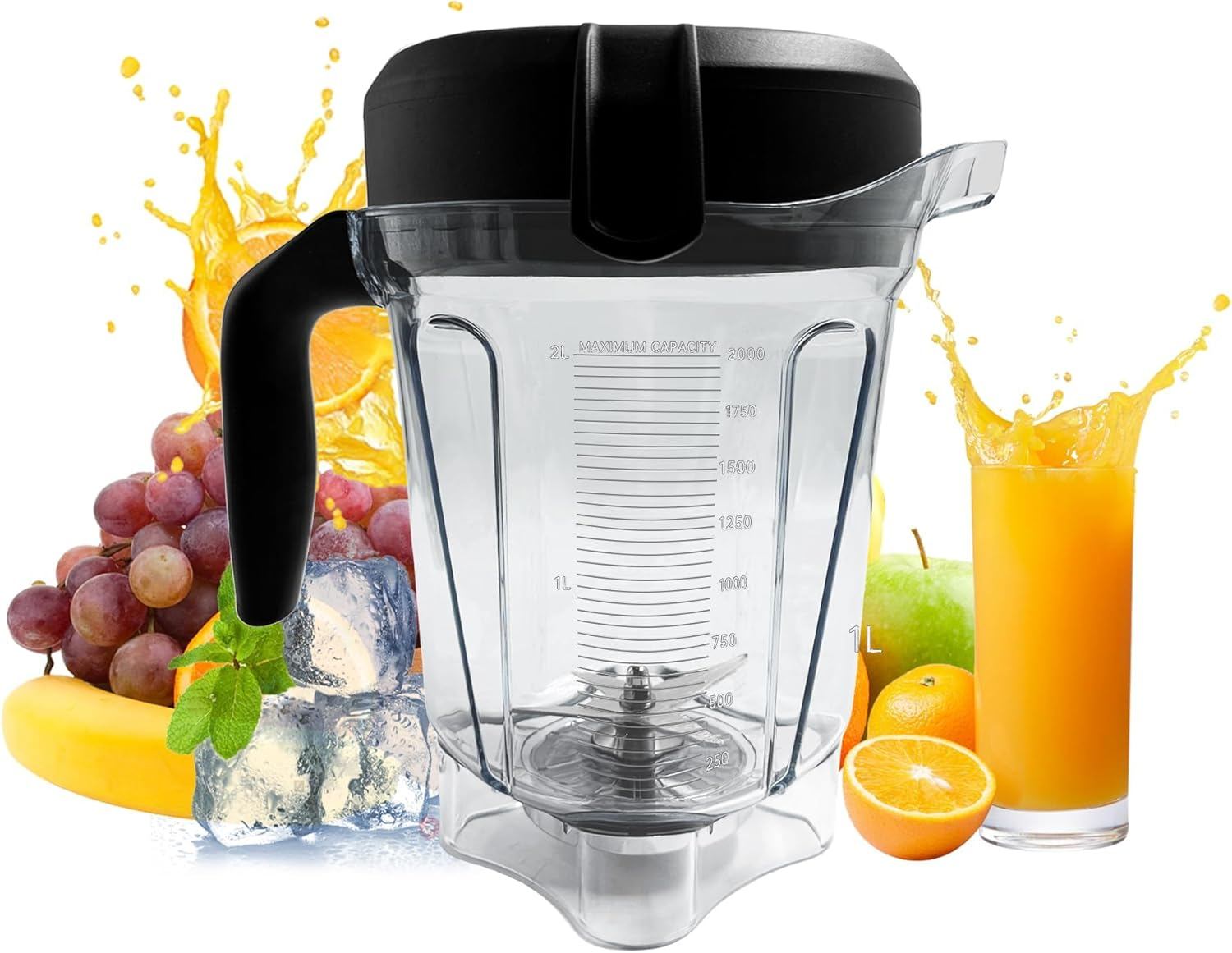 For Vitamix 64Oz Low-Profile Blender Pitcher, Replacement for Vitamix 750 780 5000 5200 6300 7500 E320 Classic/Explorian Series Etc Container Jar Cup