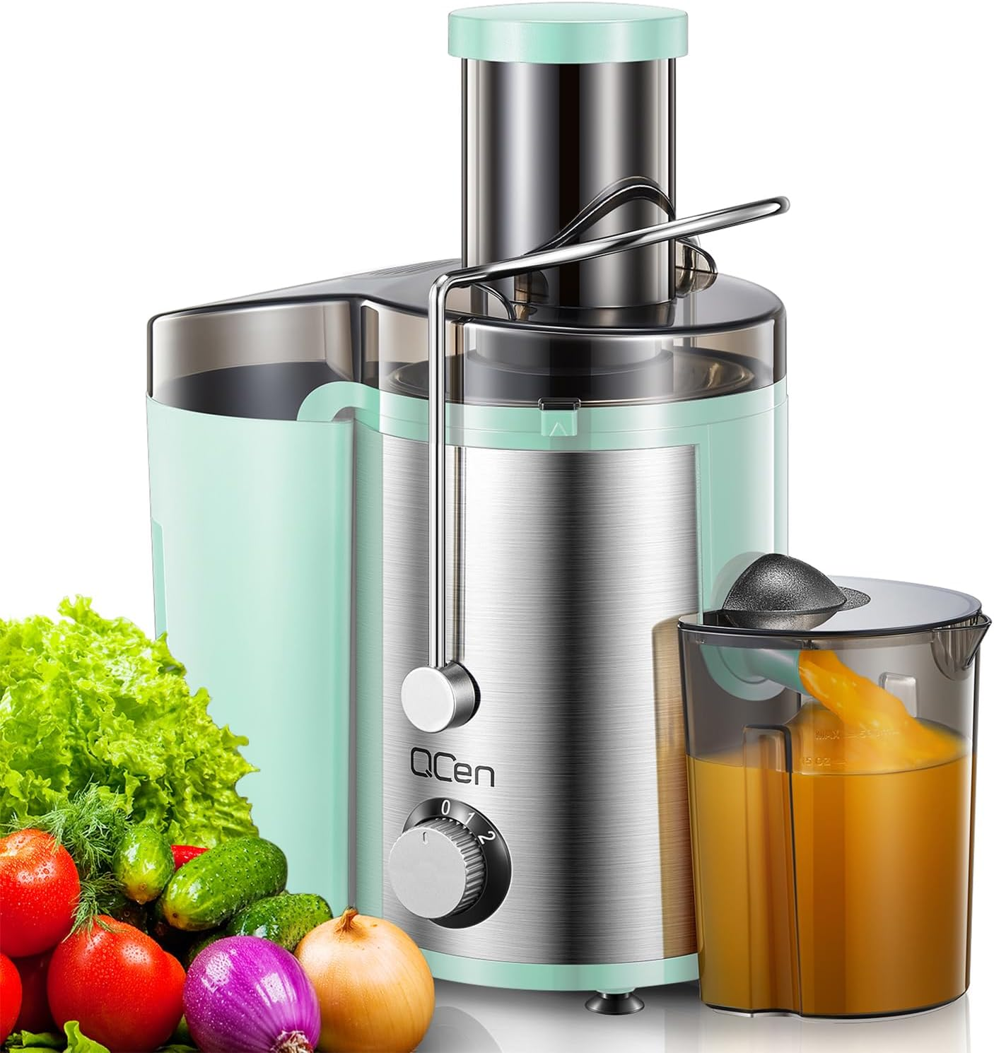 Juicer Machine, 800W Centrifugal Juicer Extractor with Wide Mouth 3” Feed Chute for Fruit Vegetable, Easy to Clean, Stainless Steel, Bpa-Free (Aqua)