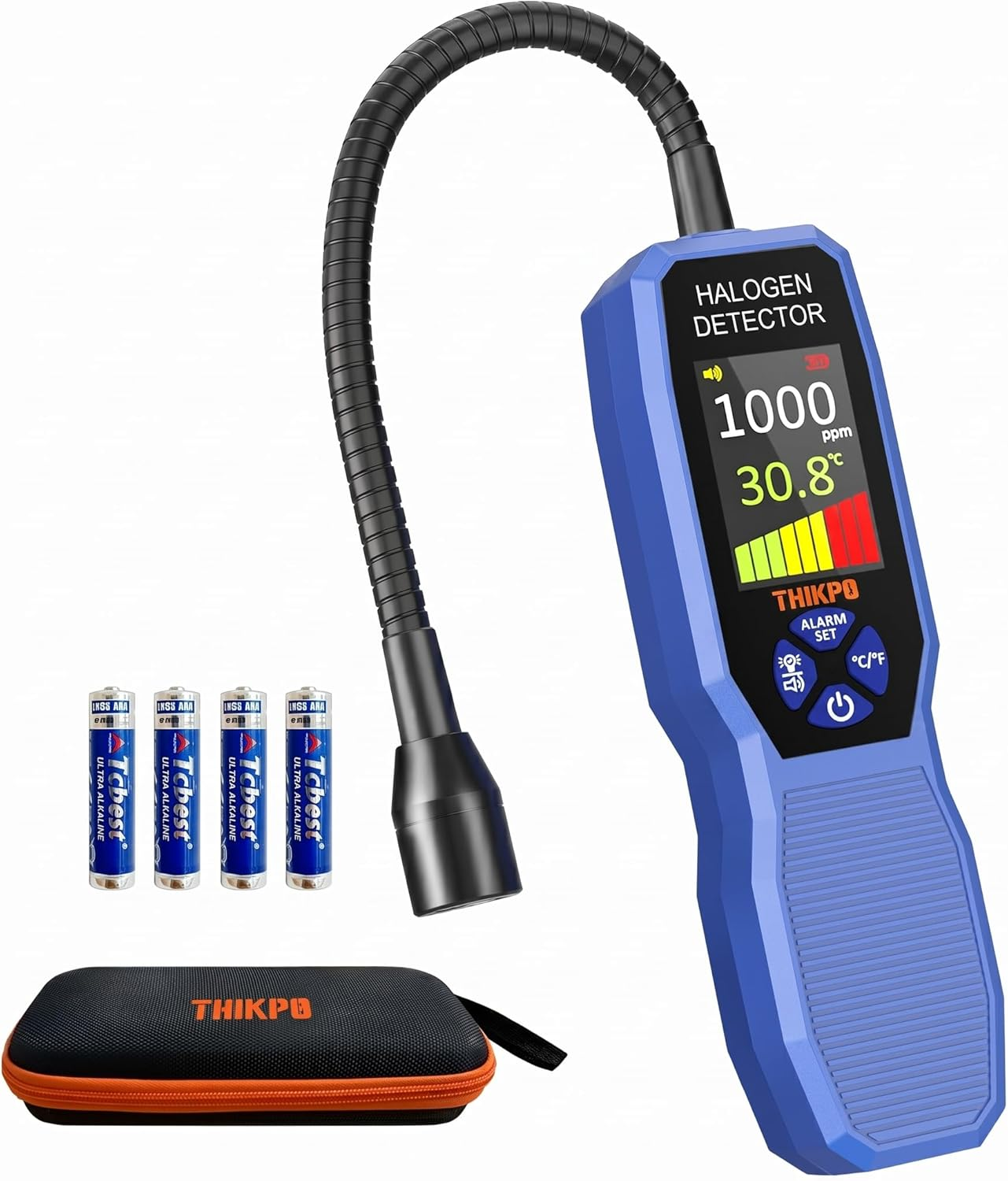Automotive Freon Leak Detector HVAC, Professional Refrigerant Leak Detector with LCD Display & LED Light, Car AC Freon Sniffer Kit for R134A R410A R22 R32 R1234Yf with Audio & Visual Alarm