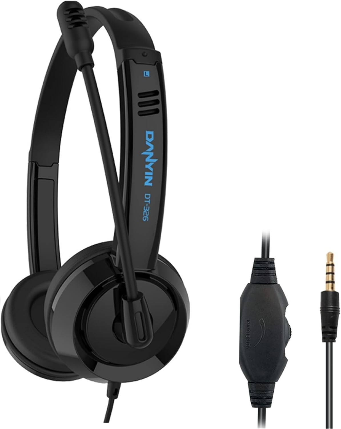 Computer Headset with Microphone, 3.5Mm PC Headsets with Noise Cancelling Mic & Audio Controls for Mobile Phone Laptop PC Tablet, Wired Stereo Mobile Phone Headphone for Office, Call Center, Online