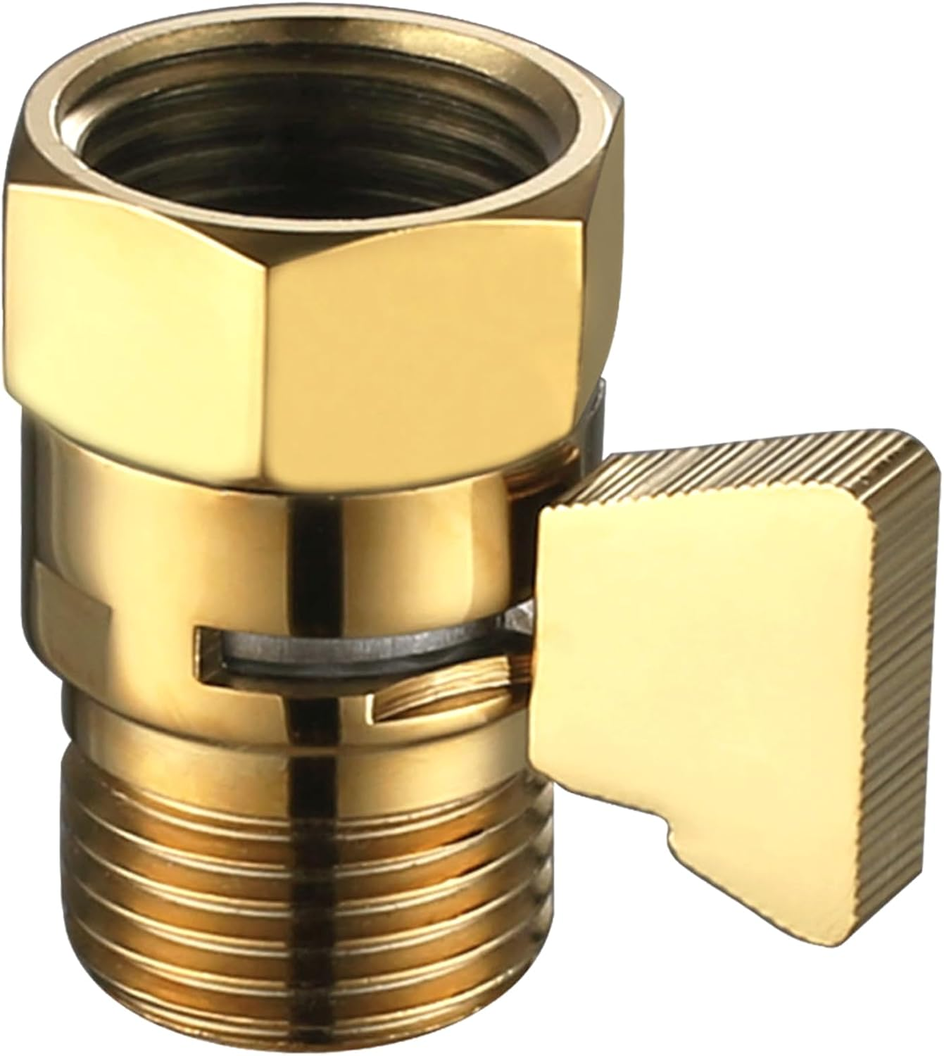 Shower Flow Control Valve, Brass Water Restrictor for Shower Head, Titanium Gold