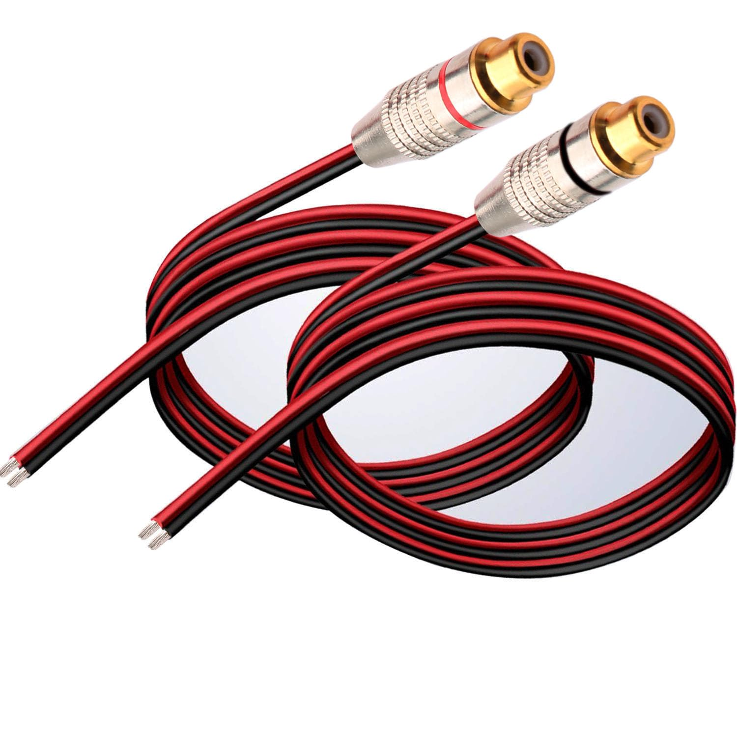 RUNCCI-YUN 2PCS Speaker Wire RCA Female Plug Jack Connector Adapter to Bare Wire Open End Audio Video RCA Cable for Amplifier Receiver Speakers