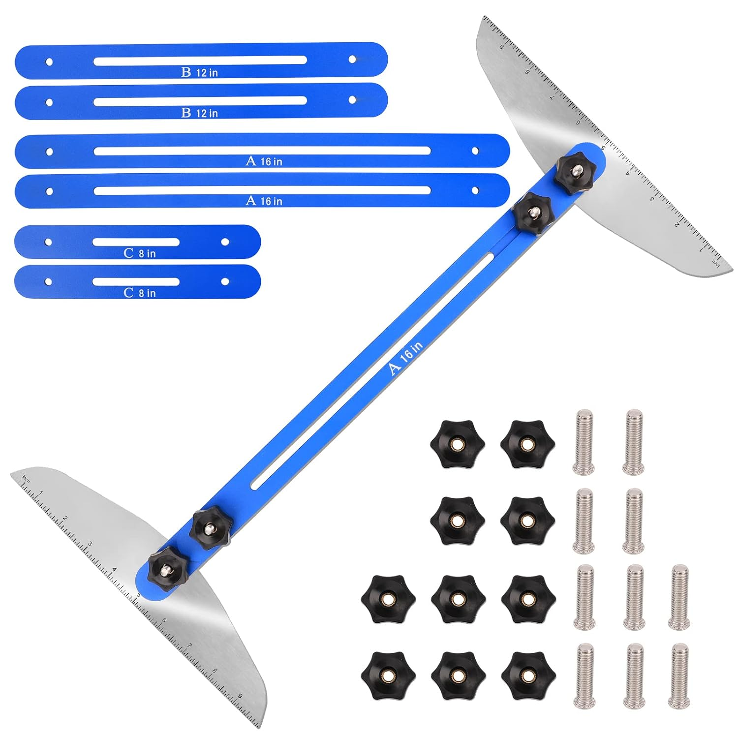 Stair Tread Template Tool,  Stair Gauge Set Shelf Layout Measuring Scribe Tool for Stairs, Risers, Partitions, Self and Cutting Drywall