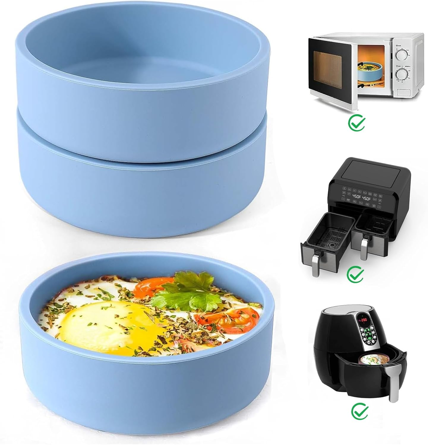 3Pcs ZHYEEDAA Air Fryer Egg Mold, Silicone Air Fryer Accessories, Individual Egg Bite Maker Reusable Egg Molds, Microwave Egg Cooker, BPA Free, Dishwasher Safe