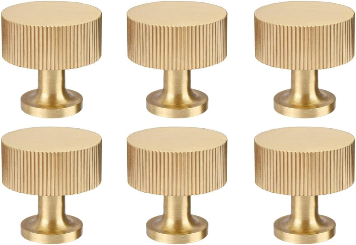 6pcs Solid Brass Cabinet Knobs Pulls Cabinet Drawer Dresser Gold Knobs Modern Handles Knobs(1
