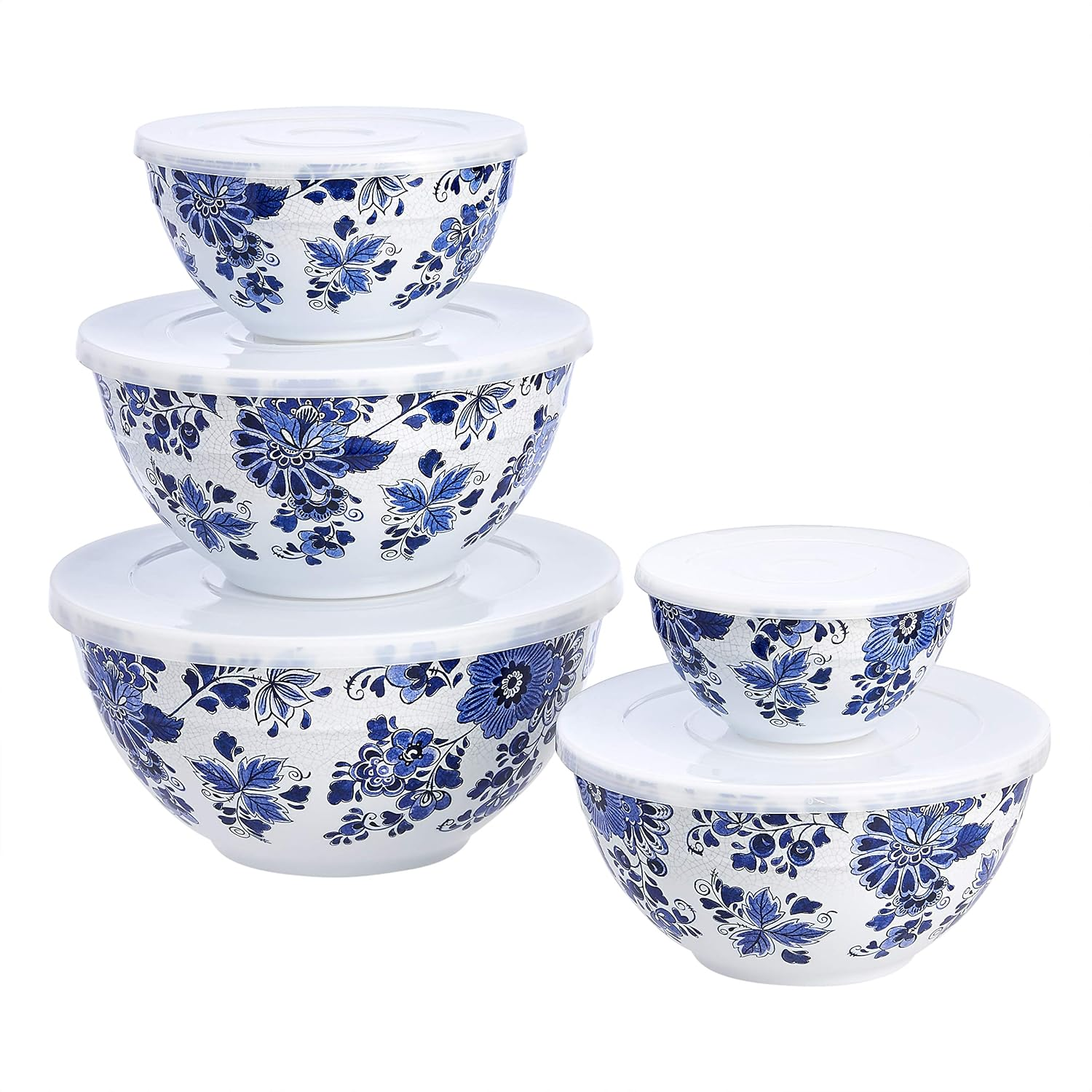 Set 10pzs tazones melamina con tapa base antidesliz variedad tamanos apilables