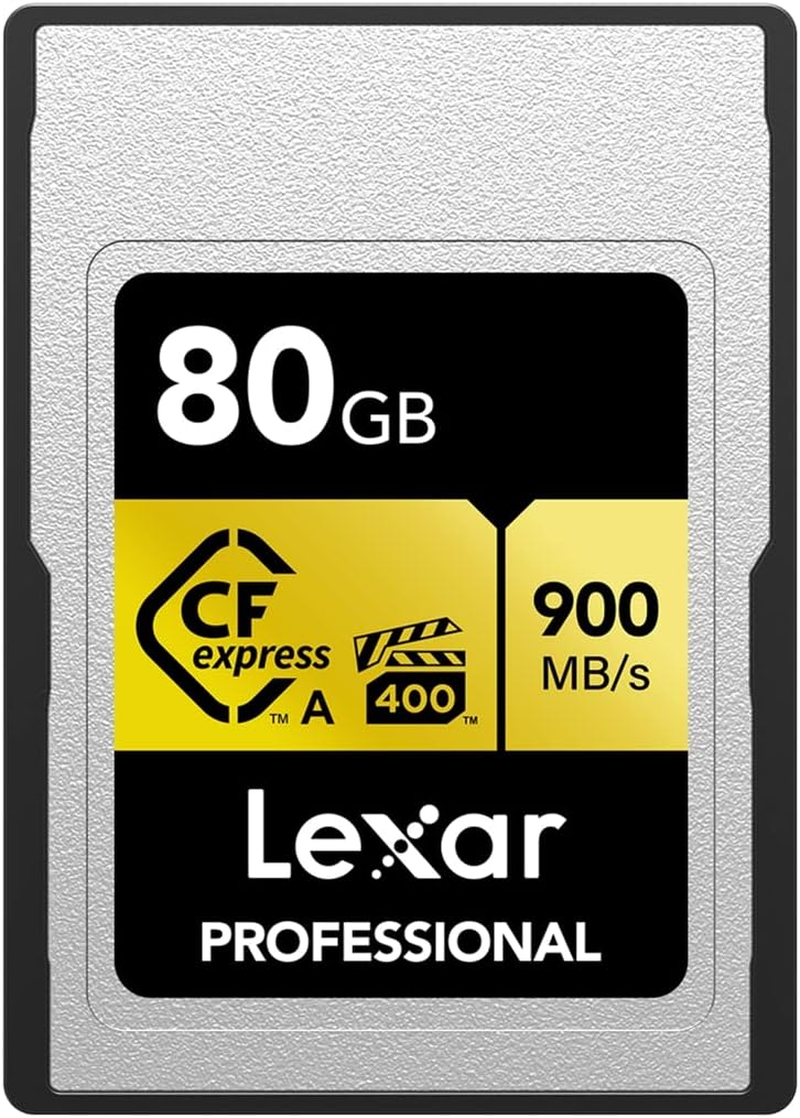 80GB Professional Cfexpress Type a Gold Series Memory Card, up to 900Mb/S Read, Cinema-Quality 8K Video, Rated VPG 400 (LCAGOLD080G-RNENG)