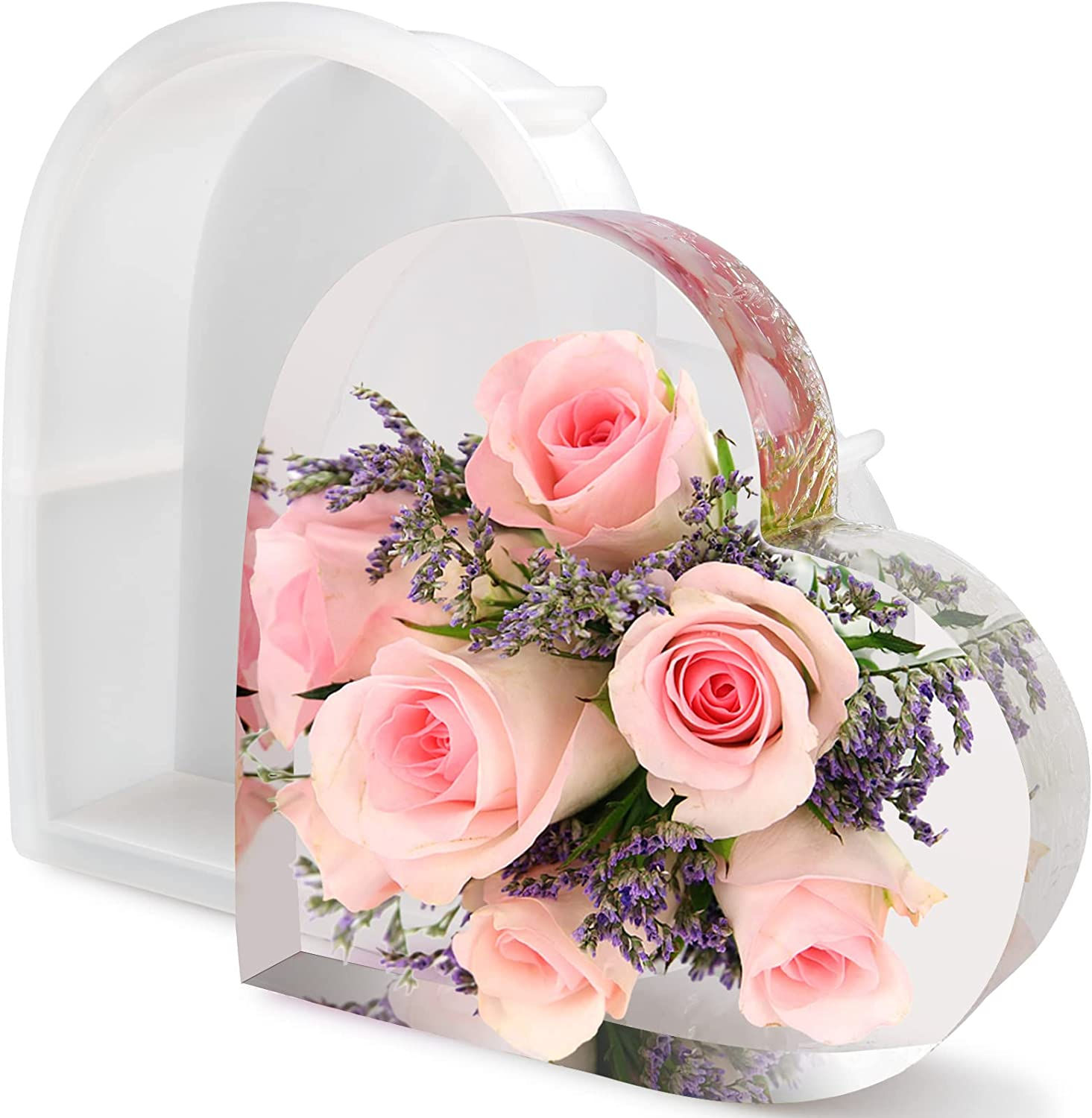 Large Silicone Molds for Resin,8.3Inch Large Heart Resin Mold,Deep Heart Mold for Flower Preservation Bookend Epoxy Resin Casting DIY Wedding Home Decors