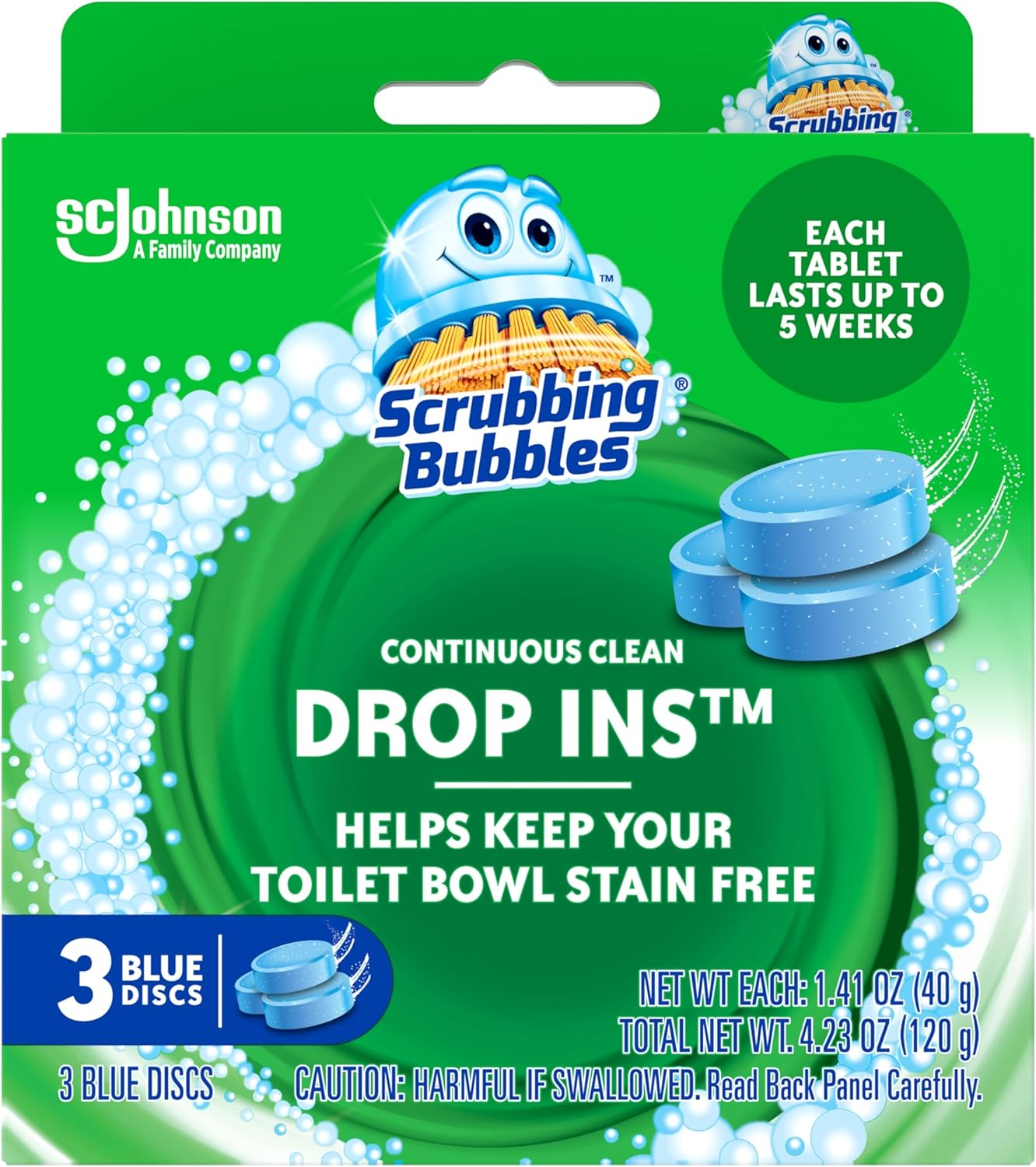 Toilet Tablets, Continuous Clean Toilet Drop Ins, Helps Keep Toilet Stain Free and Helps Prevent Limescale Buildup, 3 Count, Pack of 1