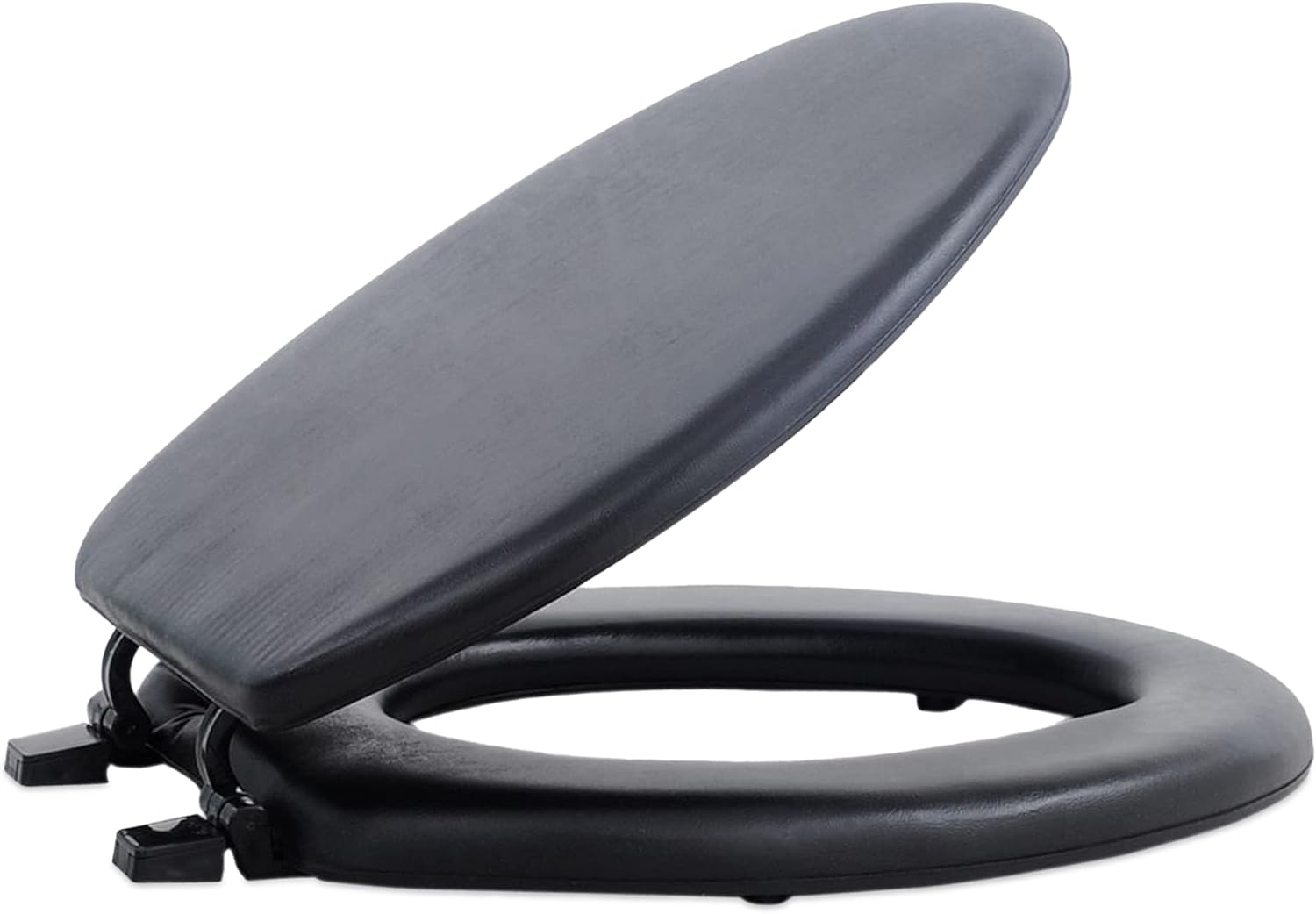 19 Inch Black Soft Vinyl Elongated Toilet Seat Comfortable Bathroom Upgrade