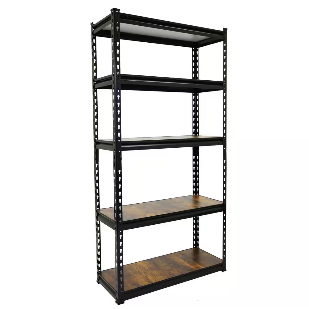 Black 5-Tier Boltless Tier Height Adjustable Garage Steel Storage Rack Shelving Units (30 in W X 60 in H X 12 in D)