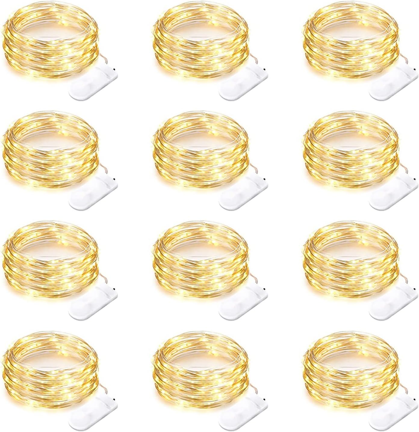 12 PCS Luces cadena 7ft 20LED miniluces para navideñas, decoración fiestas