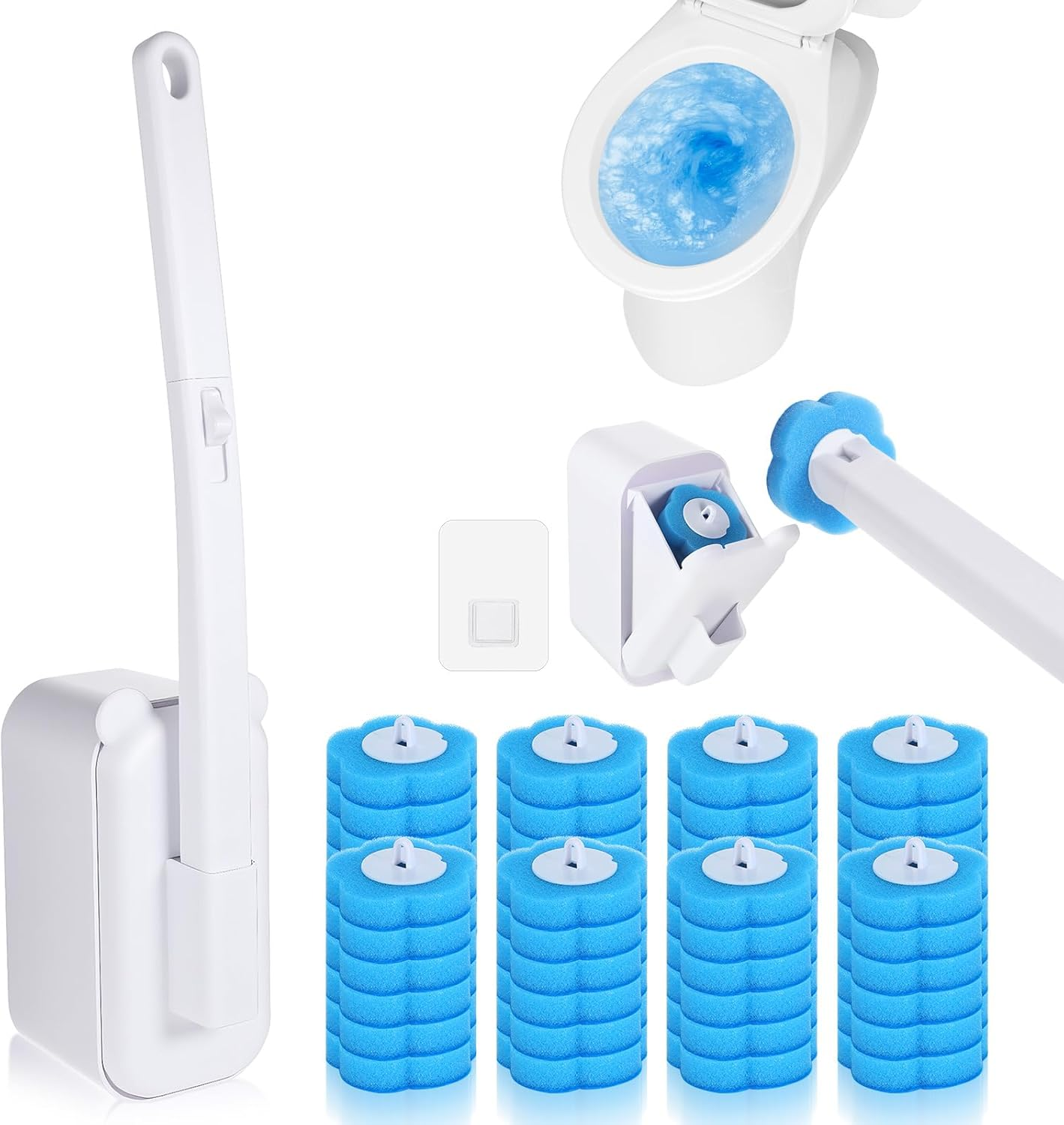 Disposable Toilet Brush and Holder Set with 48 Refills Toilet Cleaner Toiletcleaning Wand Starter Kit Wall Mounted Toiletbowl Cleaner Brush Toiletscrub Brushes for Bathroom Cleaning Supplies