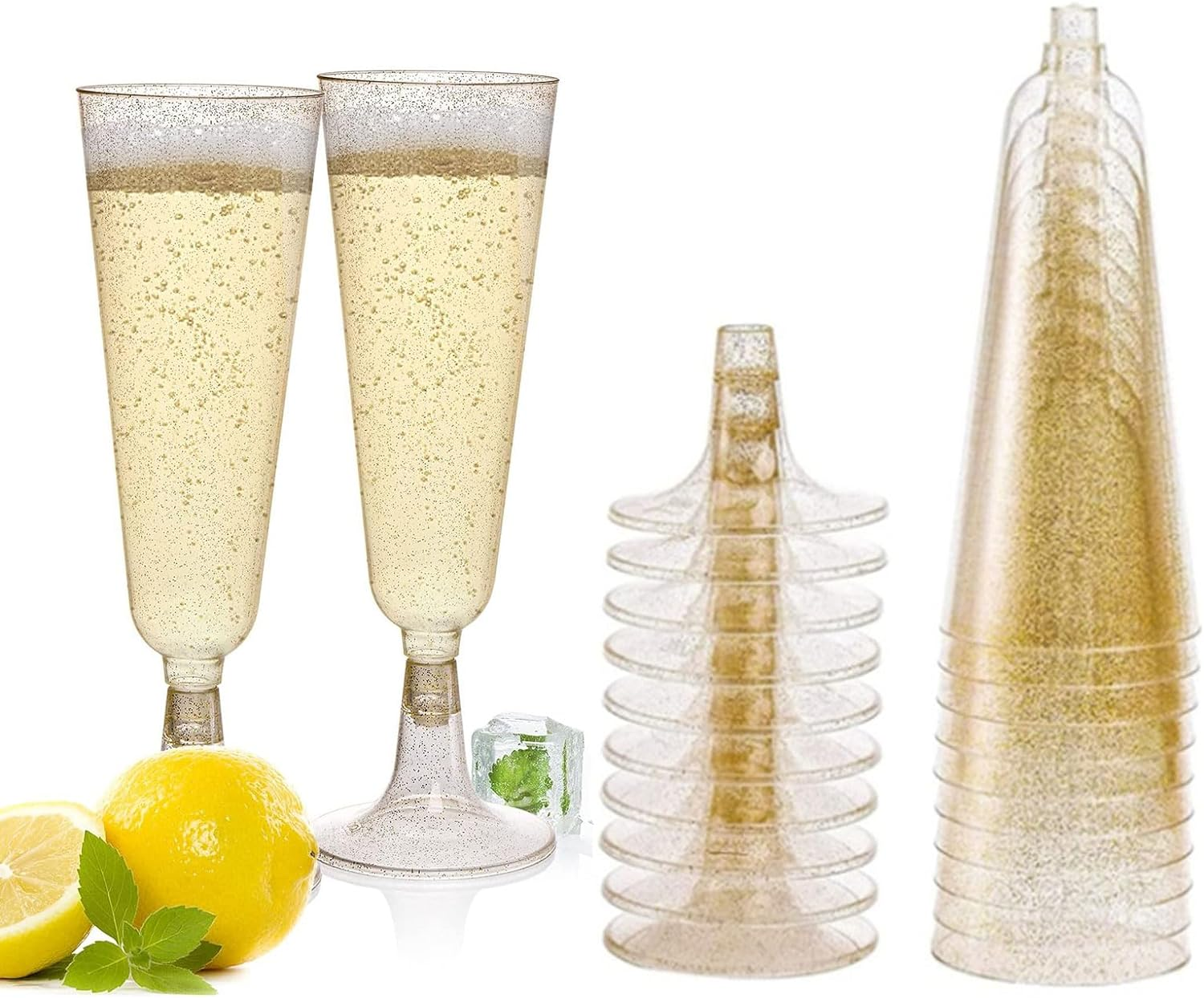 25 Pack Plastic Champagne Flutes 150ML Plastic Champagne Glasses Perfect for ... - Picture 1 of 1