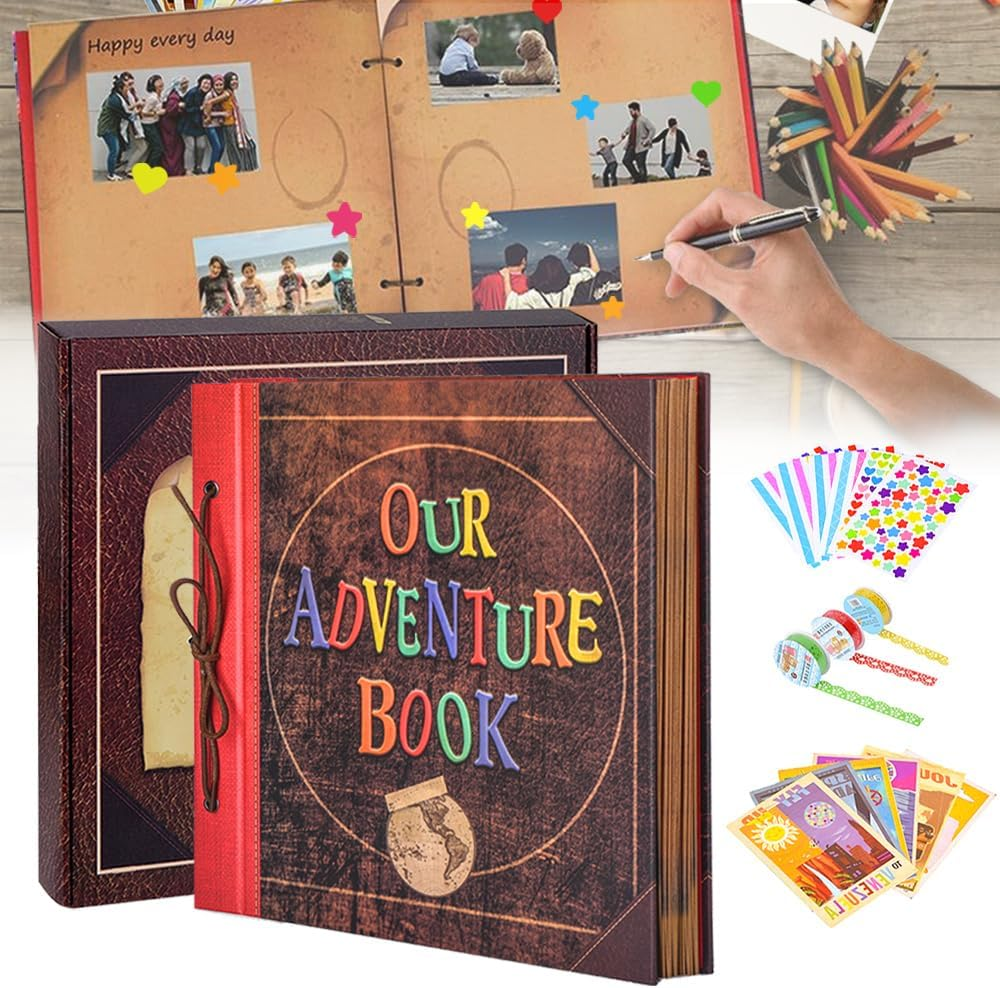 Our Adventure Book 146-Page DIY Handmade Scrapbook, Embossed Leather Cover - ... - Picture 13 of 19