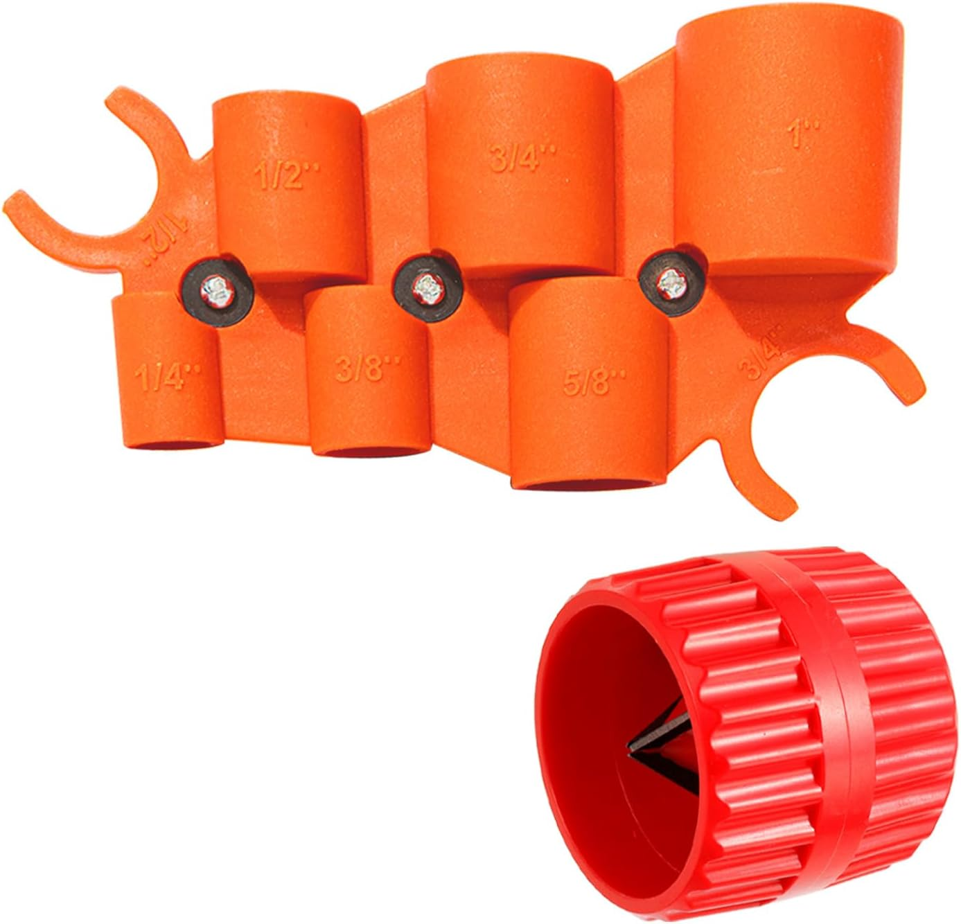1/4'' - 1'' Depth Gauge and Pipe Deburring Tool Kit, 1/8'' to 1-5/8'' Inner Outer Reamer Pipe Tubing Chamfer Tool for PVC, PPR, CPVC, Brass, Aluminum Pipe
