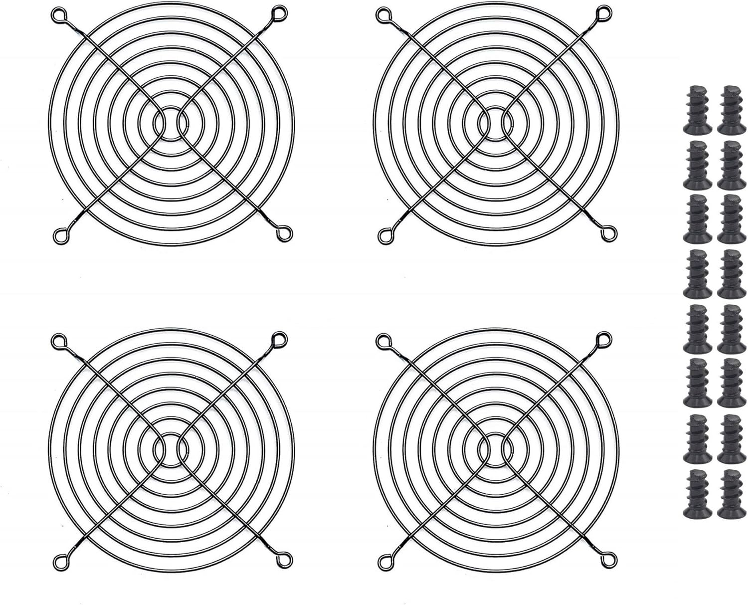 Easycargo 4Pcs 120Mm Fan Grill Guard Black with Screws