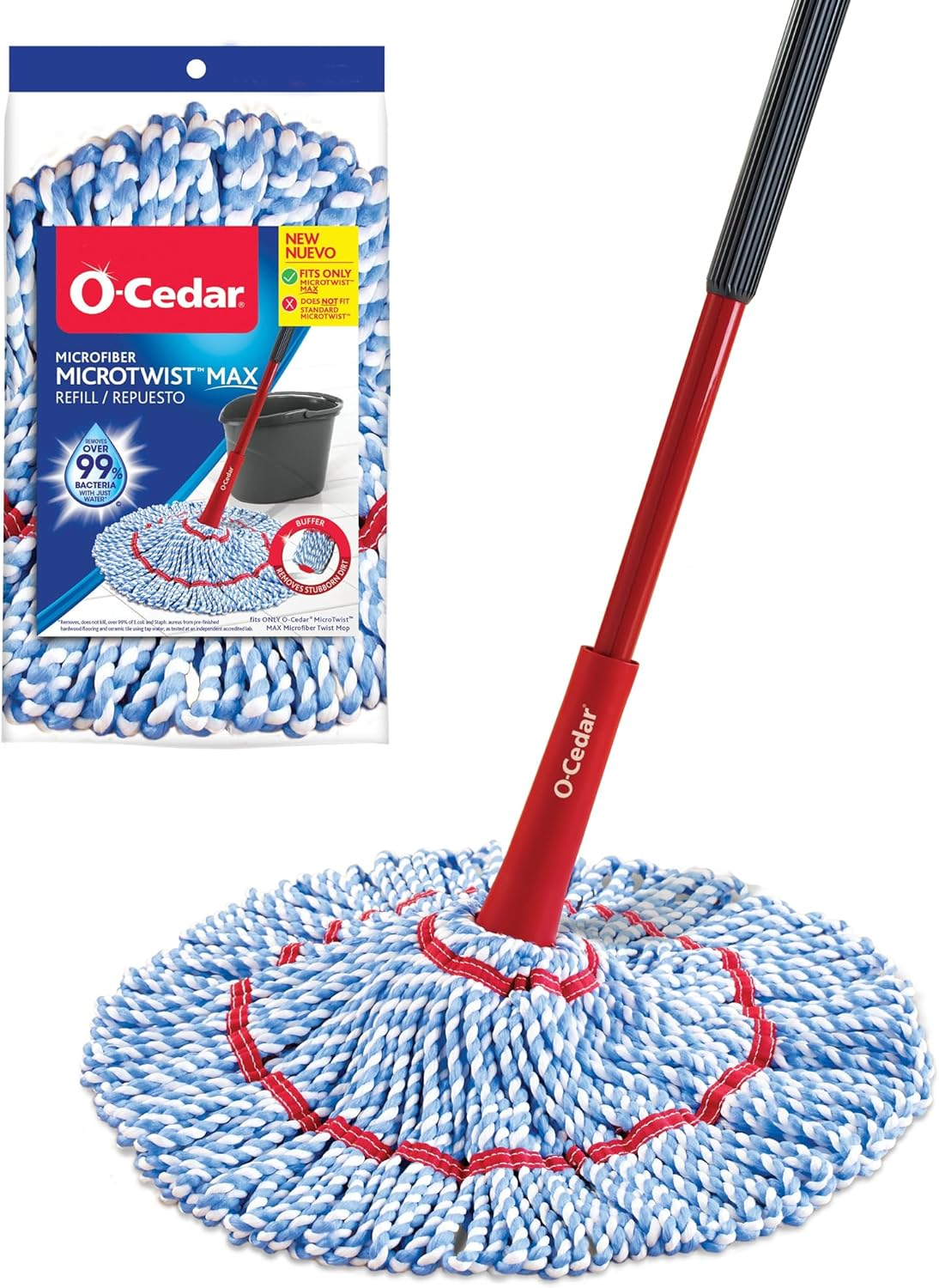 MicroTwist MAX Microfiber Twist Mop with 1 Extra Refill | Features Hands-Free Wringing | Extra Large 18-Inch Mop Head | Safe on All Floor Types