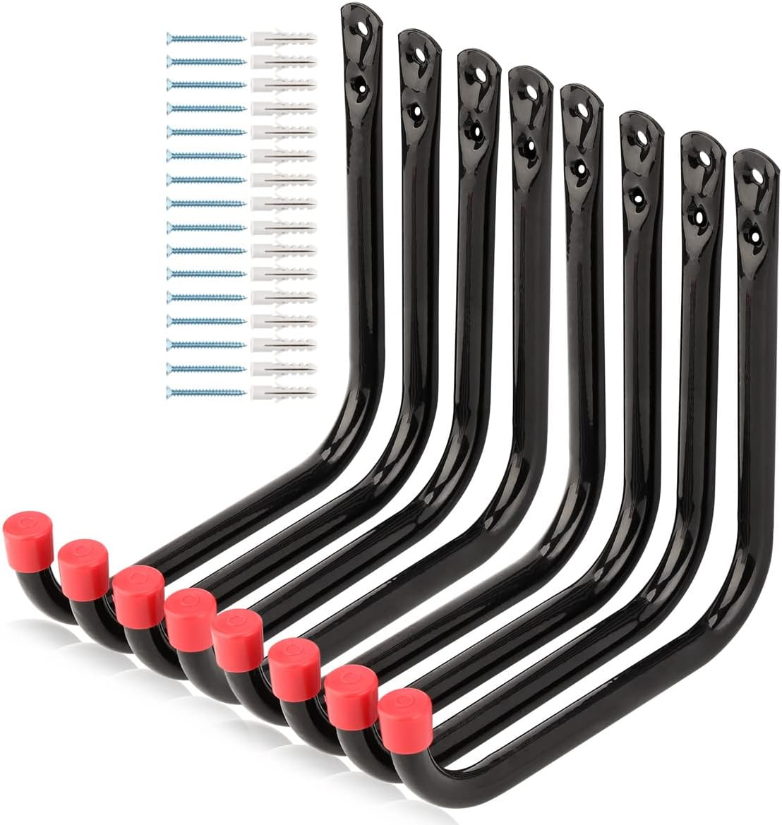 8 Pack Heavy Duty Garage Storage Utility Hooks, 6.7Inch/17cm Wall Hangers Ladder Hooks for Garden Tool, Bike, Chair, Hose, Outdoor or Indoor
