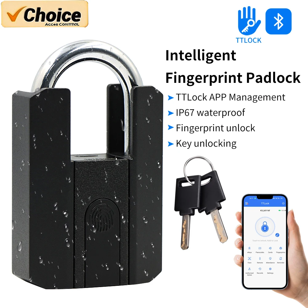 IP67 TTLock Smart Padlock Bluetooth APP Fingerprint Lock Keyless Bag Pad Lock G2 Gateway Aleax Google Home Electronic Door Lock