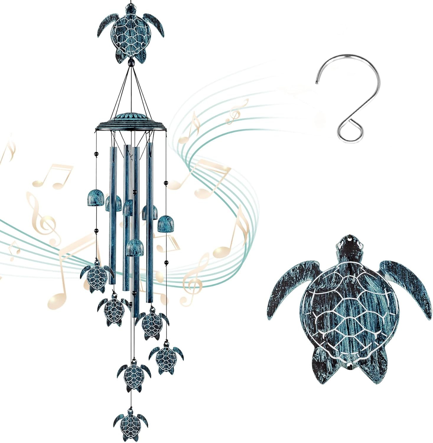 Wind Chimes Sea Turtle Wind Chime for outside with 4 Aluminum Tubes, Windchimes Outdoors Clearance Home Garden Patio Decor Memorial Wind Chimes for Mom Grandma Unique Birthday Festival Gifts