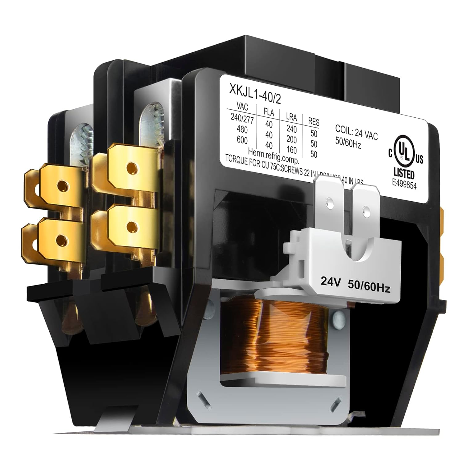 HVAC Contactor, 40 Amp Double Pole / 2 Pole Contactor 24V Coil, HN51KC024 Replacement AC Relay, Compatible with Air Conditioner Condenser Compressor Contactor Definite Purpose Contactor, UL Listed