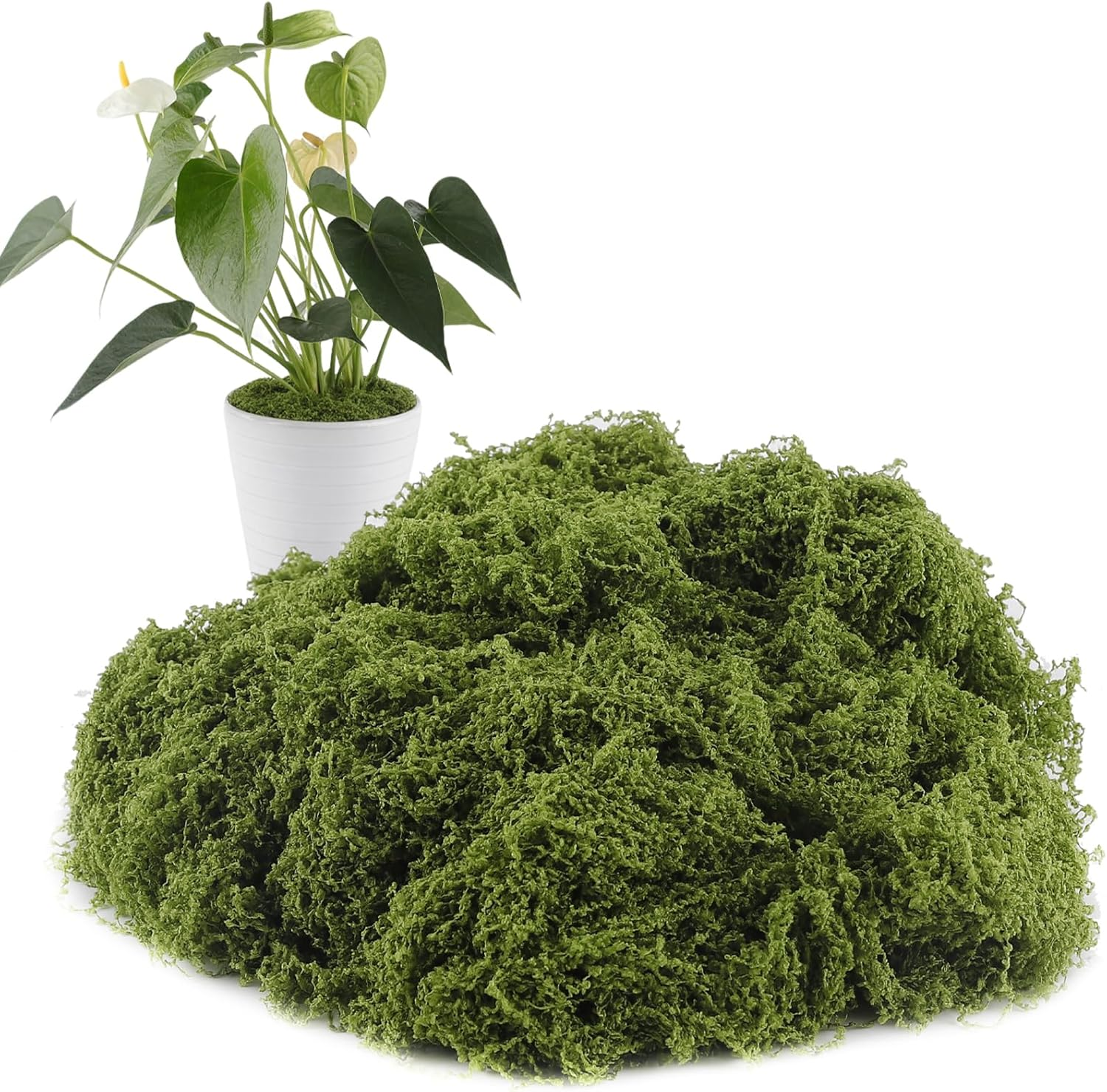 Artificial Moss for Crafts, 5.3OZ Fake Green Moss for Potted Plants (150G)