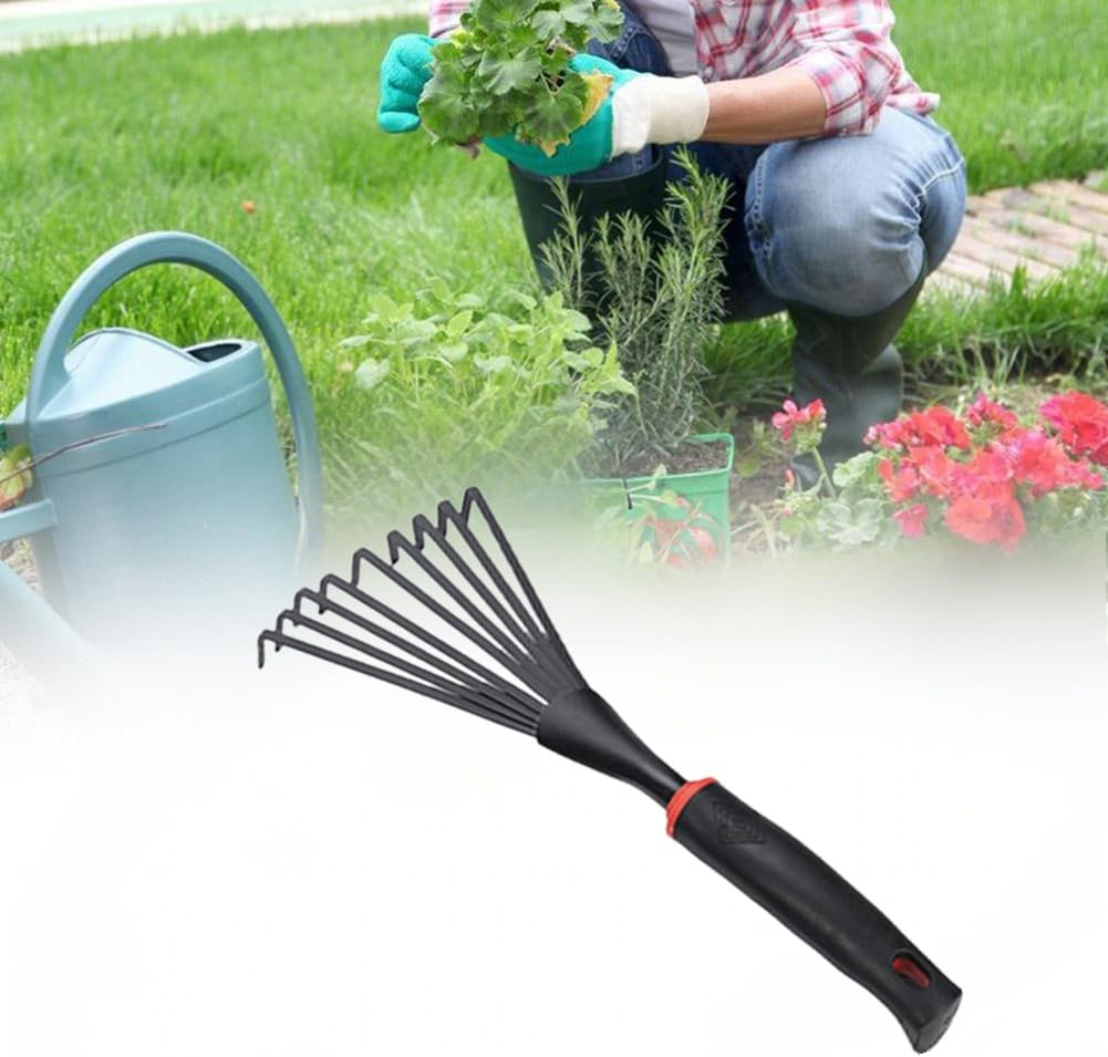 Small Garden Rake,Garden Hand Shrub Rake, Fan Leaf Rake,Horse Poo Picker,Professional Gardening Tool,Ergonomic Grip for Comfort and Control Professional Tools