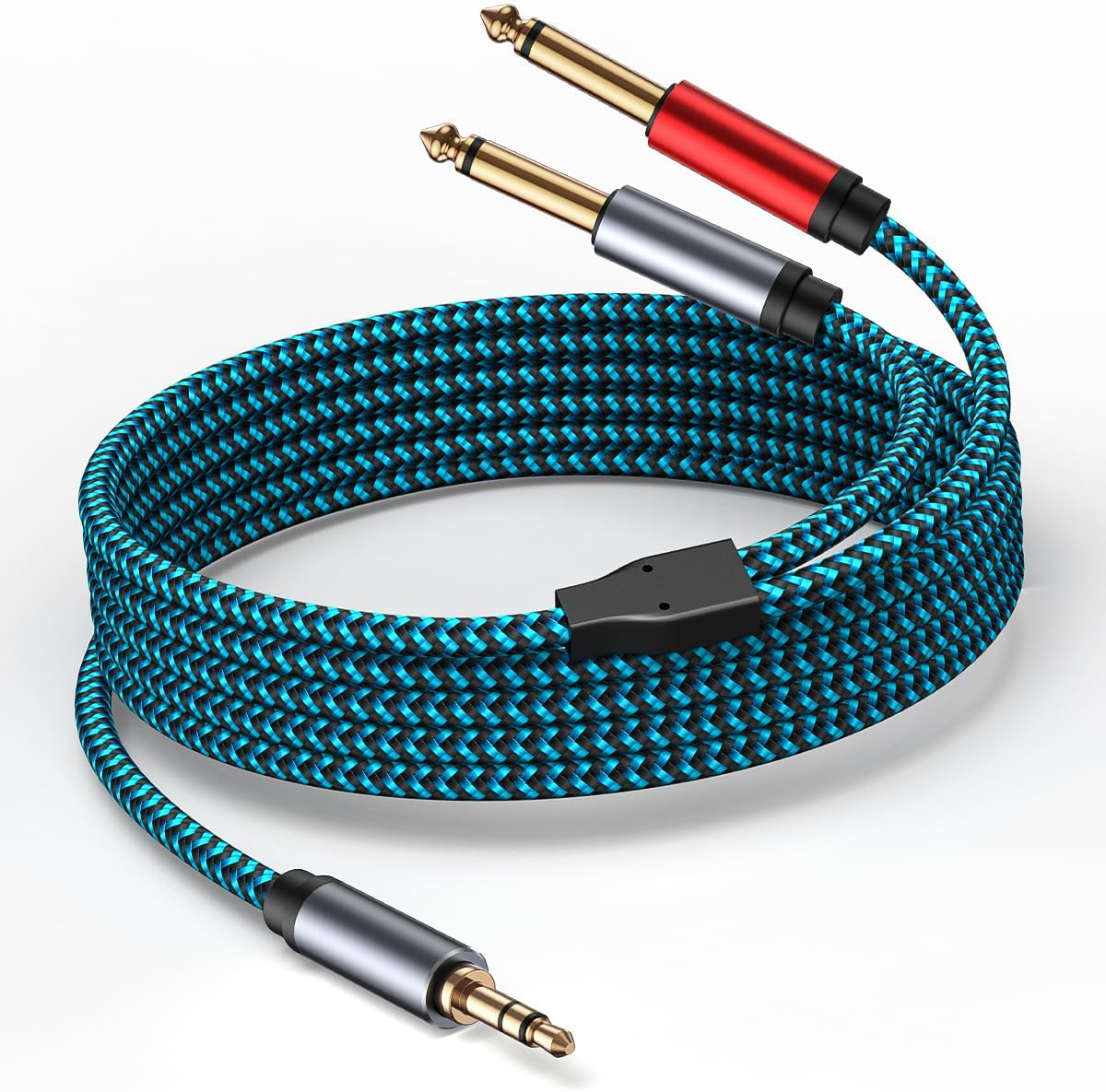 3.5Mm to 2 X 6.35 Mm Cable 15Ft,1/8 to 1/4 Stereo Cable 3.5Mm TRS to Dual 6.35Mm TS Y Splitter Breakout Cord,For PC, Computer Sound Card, Mixer, Multimedia Speaker, Home Stereo System
