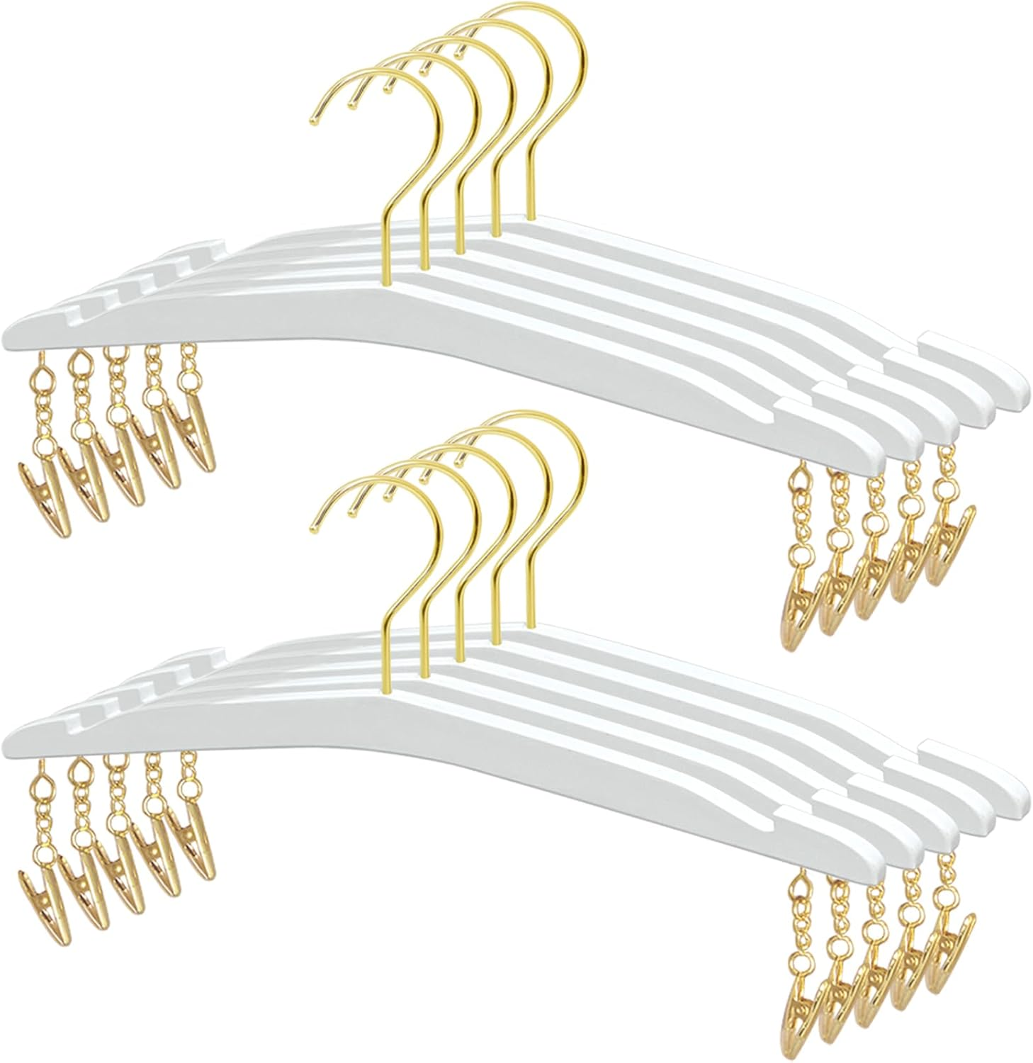 Besser 10 Pack Lingerie Hangers with Gold Metal Clips,Imitation Wood Grain Bralettes Bikini Hangers,Plastic Material Hangers for Bras,Tank Tops,Bralettes, Bikini