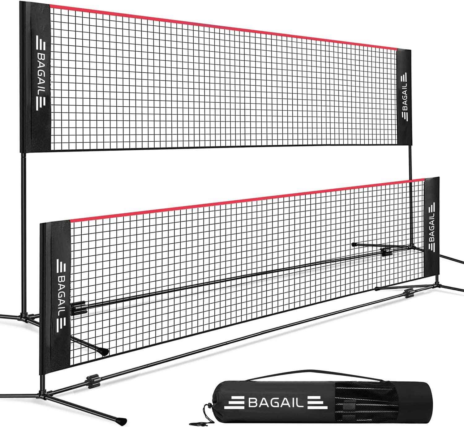 Badminton Net, Height Adjustable Kids Volleyball Net, Foldable Nylon Net 10 Ft/14Ft/17Ft Wide, Tennis Net, Small Pickleball Net for Backyard Game and Indoor Outdoor Use, Easy Setup
