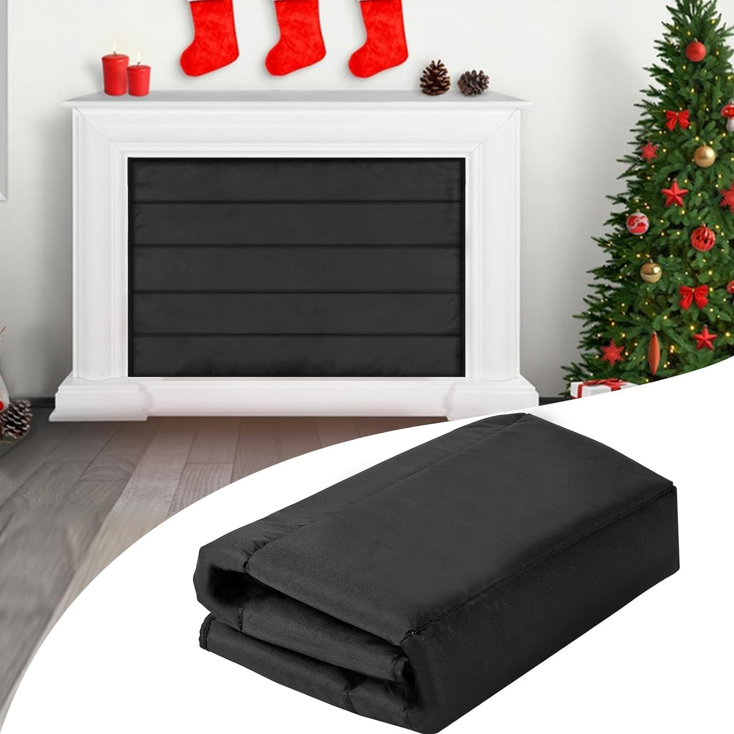 Magnetic Fireplace Blanket for Heat Loss Indoor Fireplace Covers Keep Drafts Out Stops Heat Loss Fireplace Draft Stopper with Built-In 12 Strong Magnet for Iron Fireplace Frame Fireplace Screen 39X32